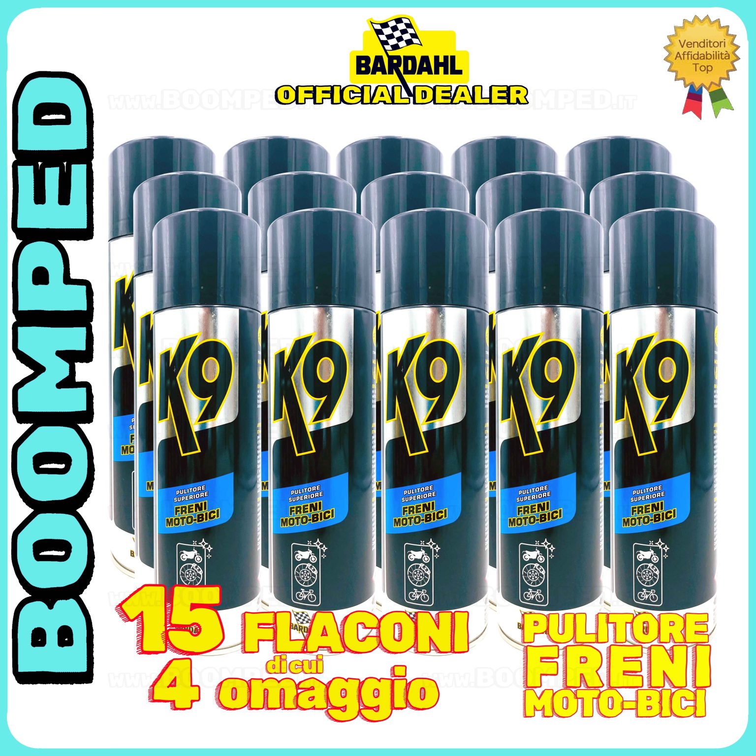 15 flaconi 550ml BARDAHL K9 PULITORE SUPERIORE FRENI MOTO BICI pulisce dischi freno e frizione 15BD20