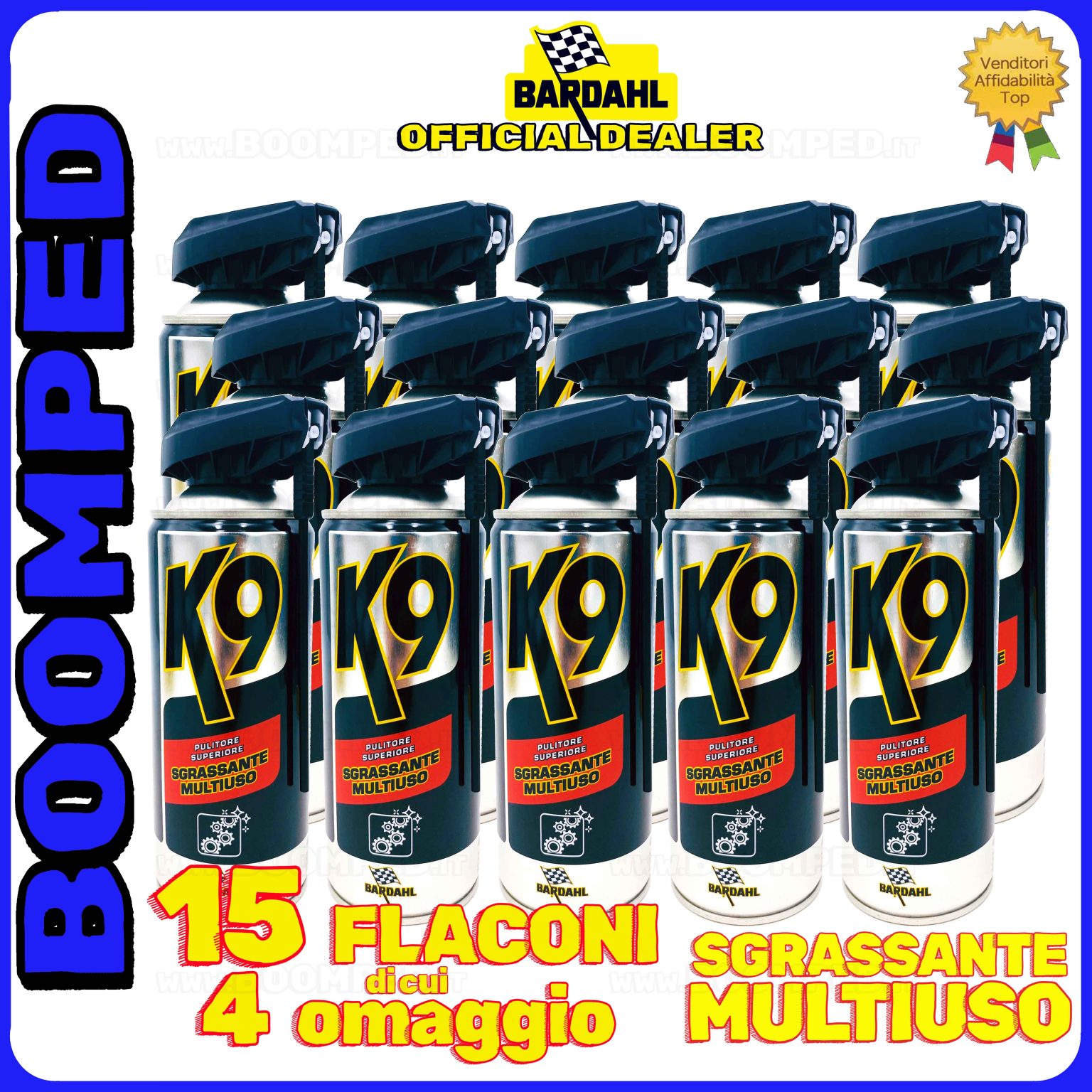 15 flaconi 400ml BARDAHL K9 PULITORE SUPERIORE SGRASSANTE MULTIUSO rimuove grasso sporco olio 15BD22