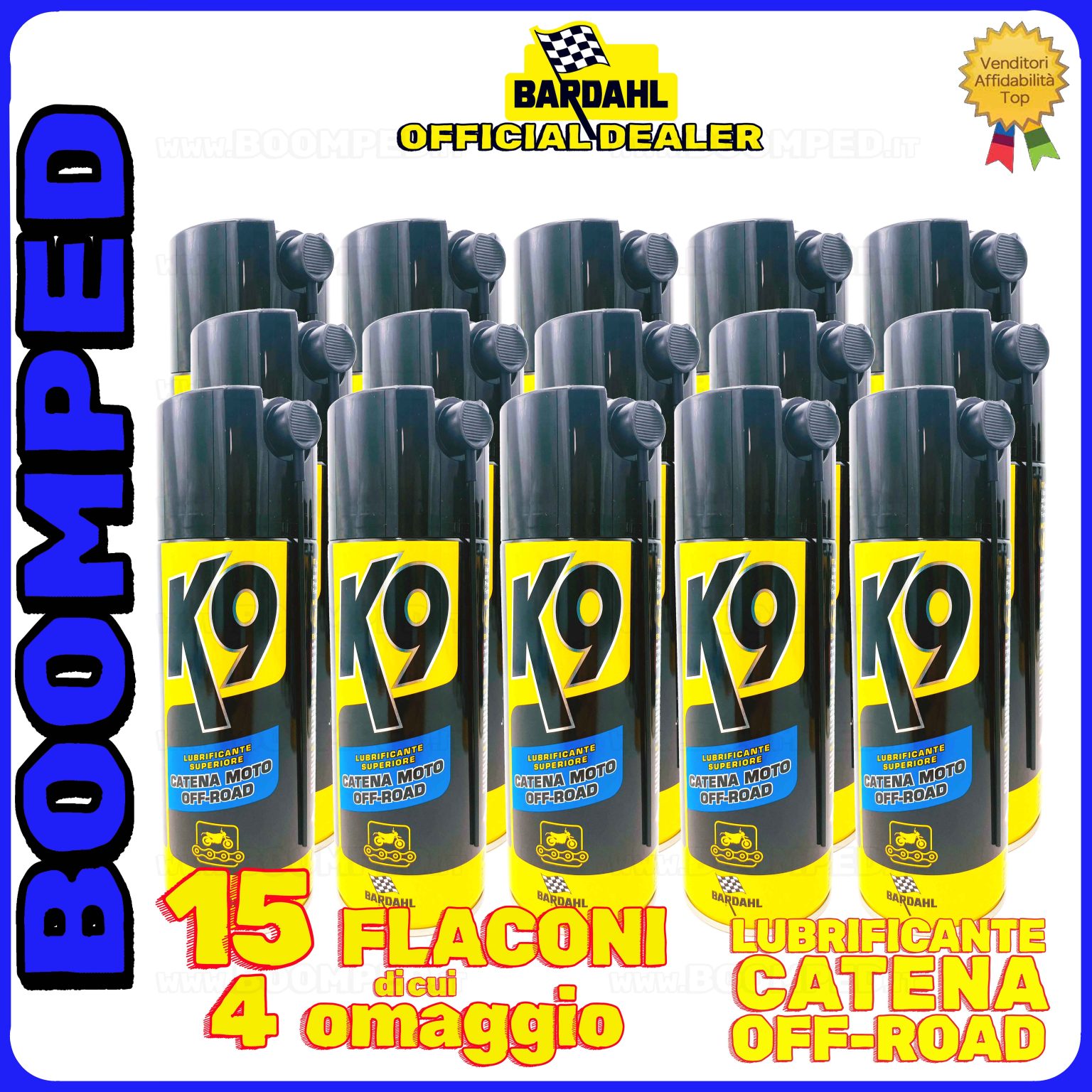 15 flaconi 400ml BARDAHL K9 LUBRIFICANTE SUPERIORE CATENA MOTO OFF ROAD spray per catena cross 15BD24