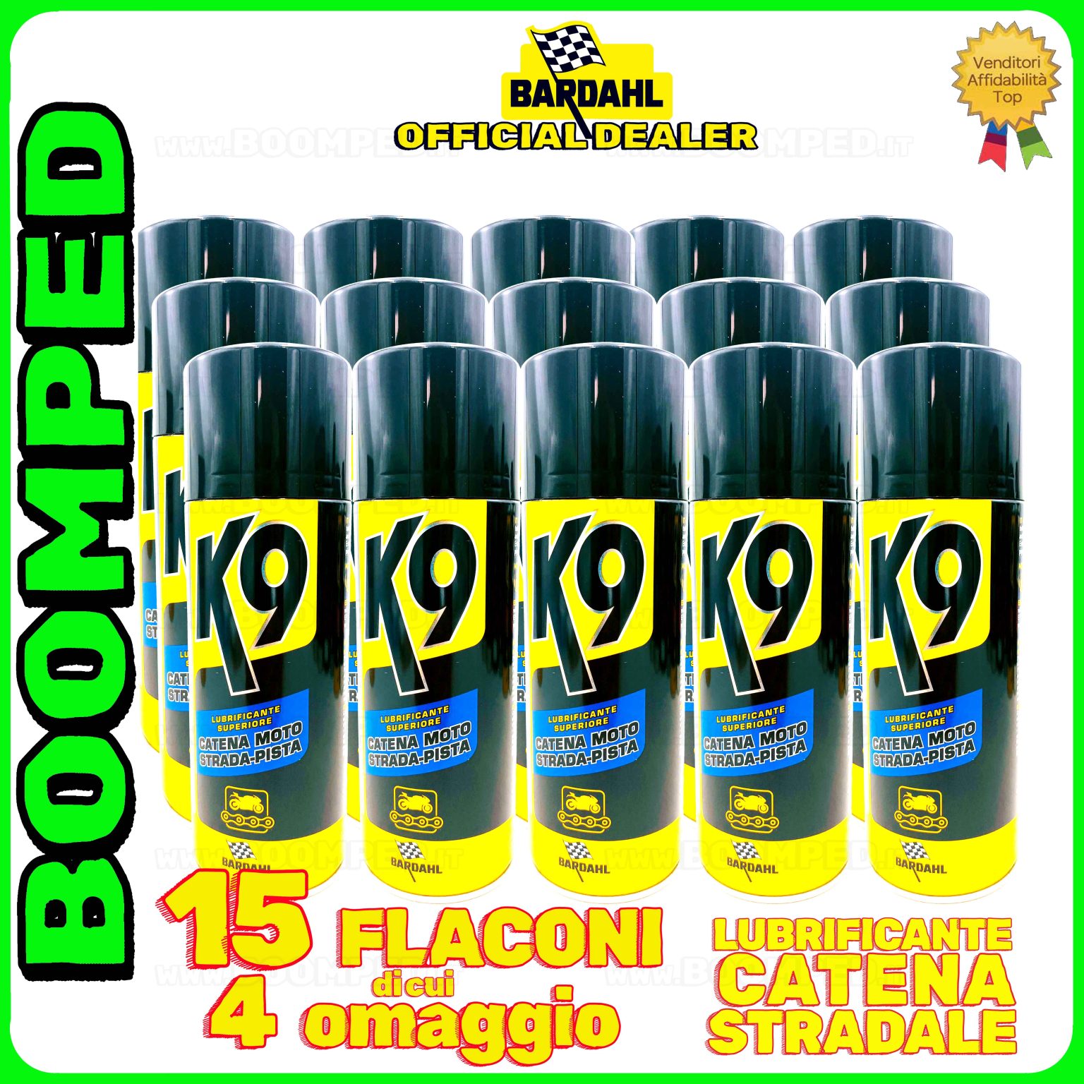 15 flaconi 400ml BARDAHL K9 LUBRIFICANTE SUPERIORE CATENA MOTO STRADALE spray per catena pista 15BD25