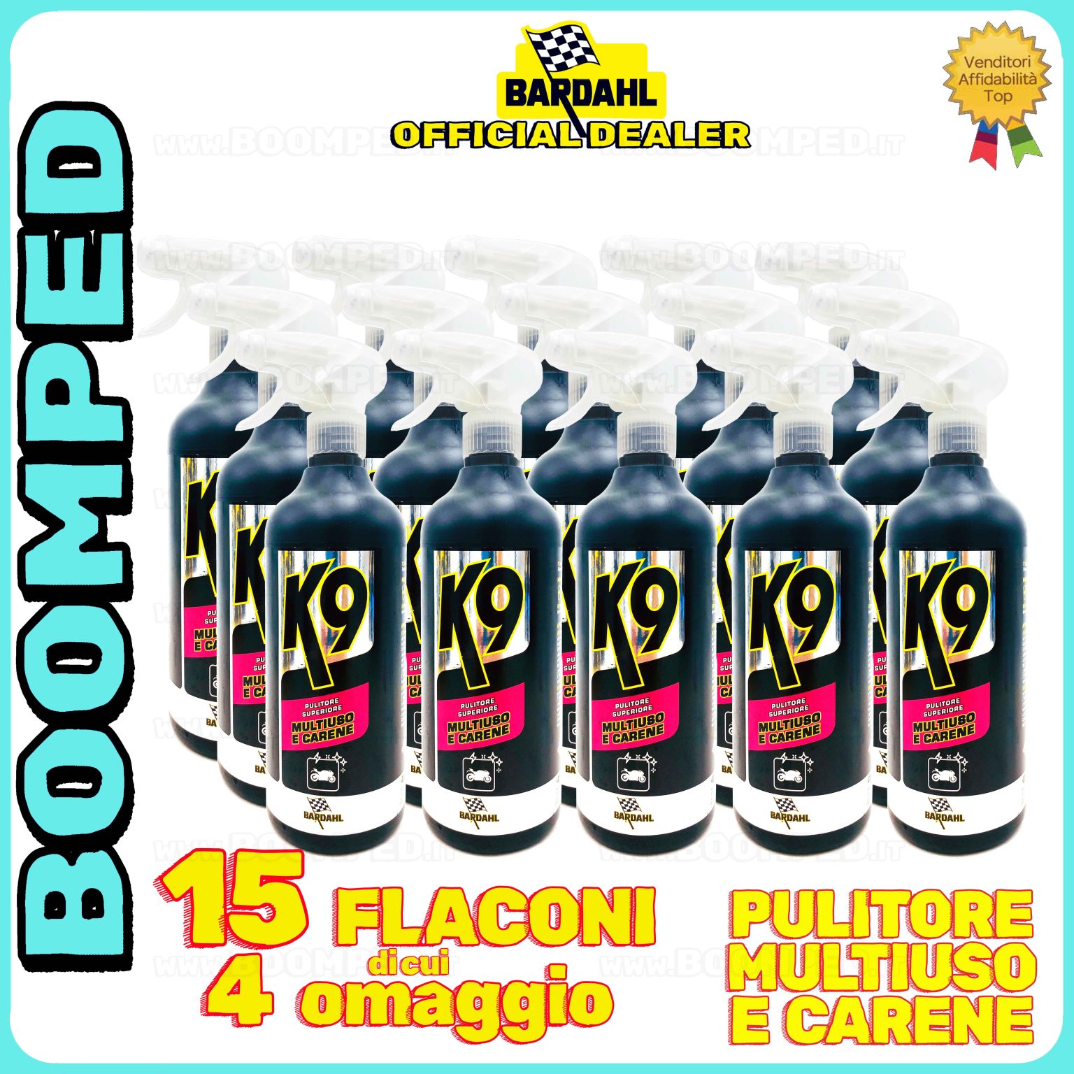 15 flaconi 750ml BARDAHL K9 PULITORE SUPERIORE MULTIUSO E CARENE spray pulizia carene 15BD26