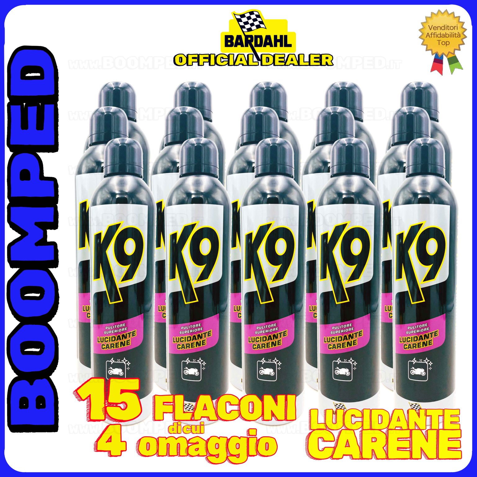 15 flaconi 400ml BARDAHL K9 PULITORE SUPERIORE LUCIDANTE CARENE spray lucida carene 15BD27