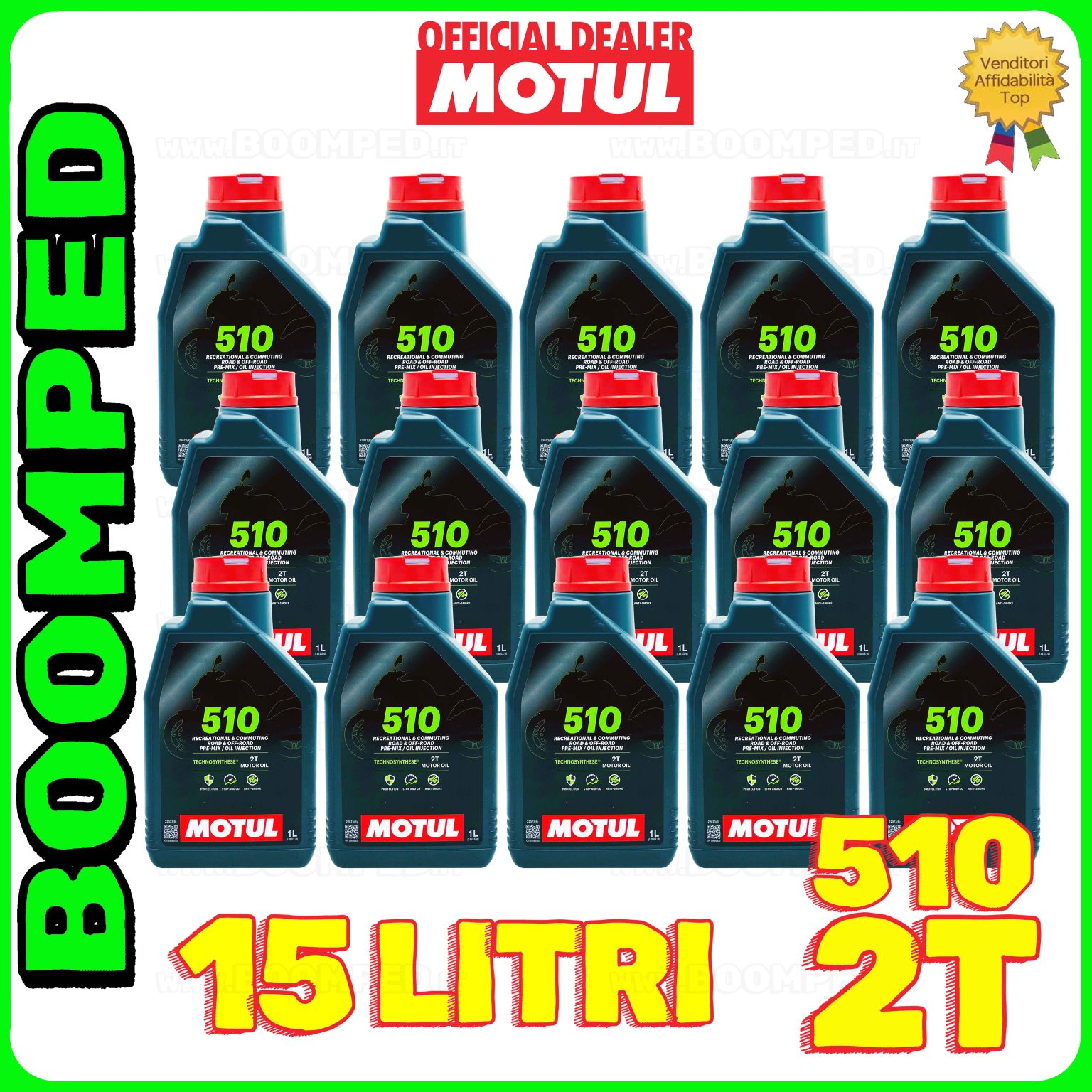 15 litri MOTUL 510 2T OLIO MOTORE miscela moto scooter 2T PRE-MIX semisintetico 15MO10