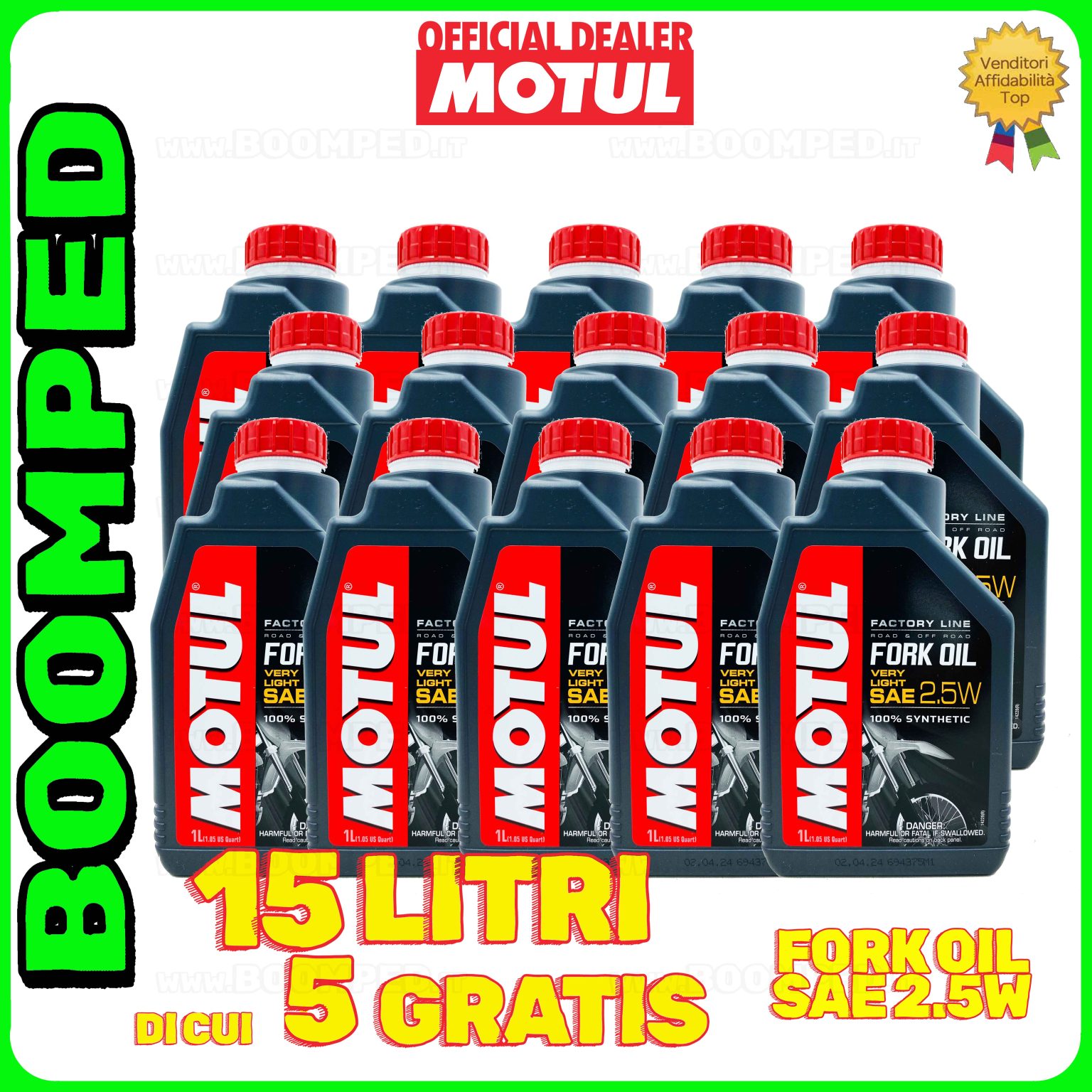 15 litri MOTUL FORK OIL SAE 2.5W VERY LIGHT olio forcelle moto speciale durezza molto bassaa 15MO24