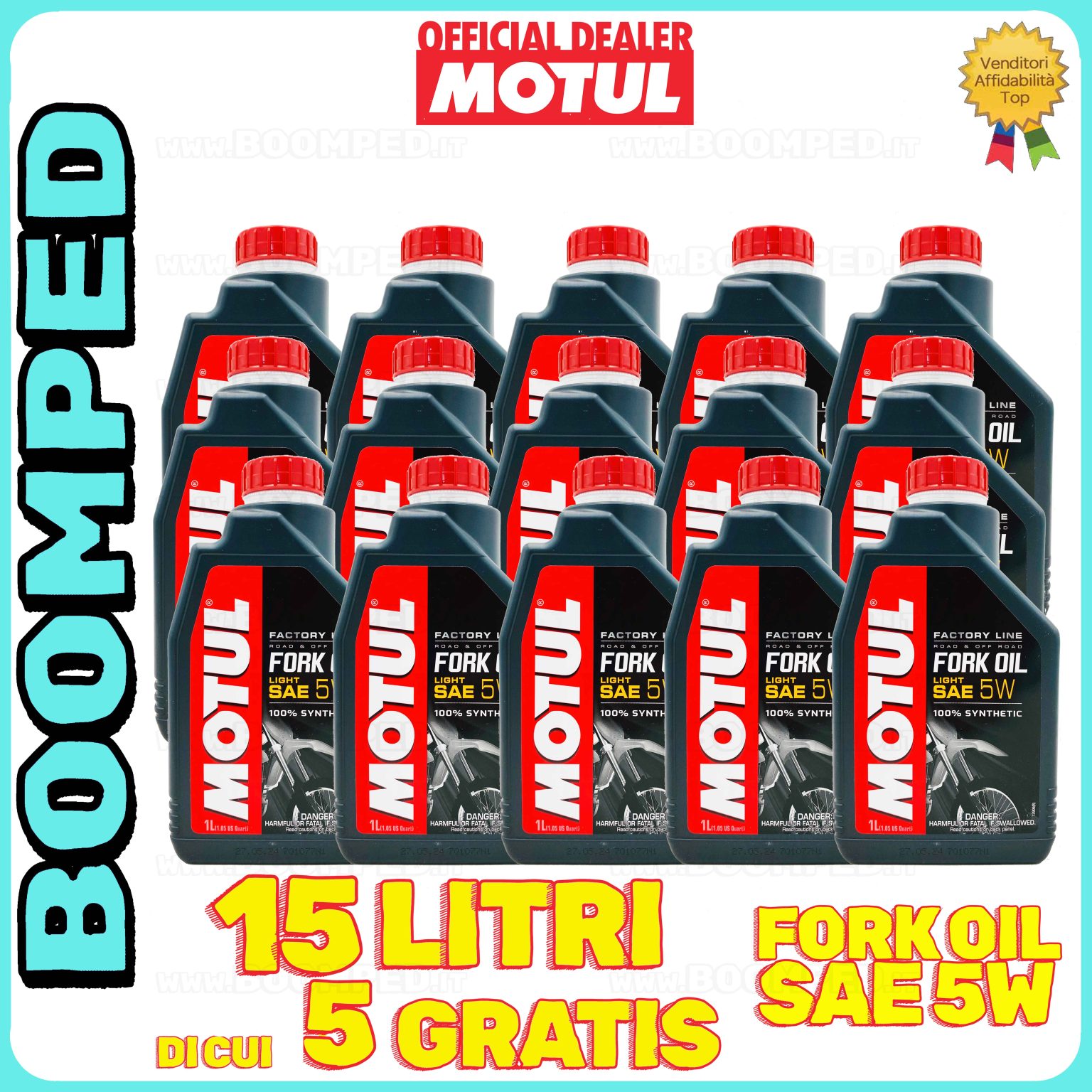 15 litri MOTUL FORK OIL SAE 5W LIGHT olio forcelle moto speciale durezza bassa 15MO25
