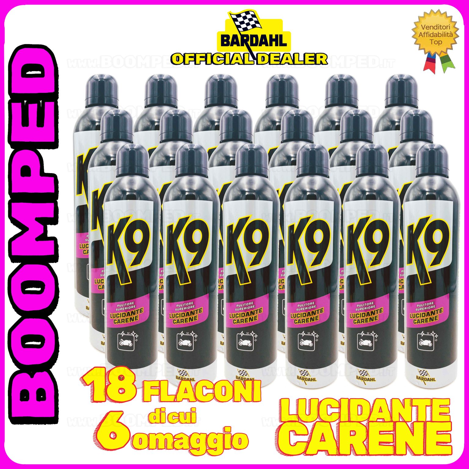 18 flaconi 400ml BARDAHL K9 PULITORE SUPERIORE LUCIDANTE CARENE spray lucida carene 18BD27