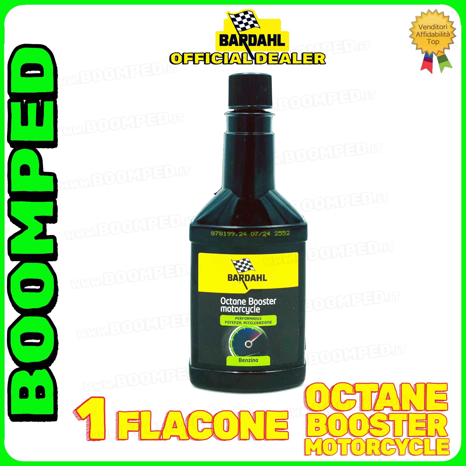 1 flacone 150ml BARDAHL OCTANE BOOSTER MOTORCYCLE ADDITIVO elevatore ottani benzina moto 2T 4T BD10