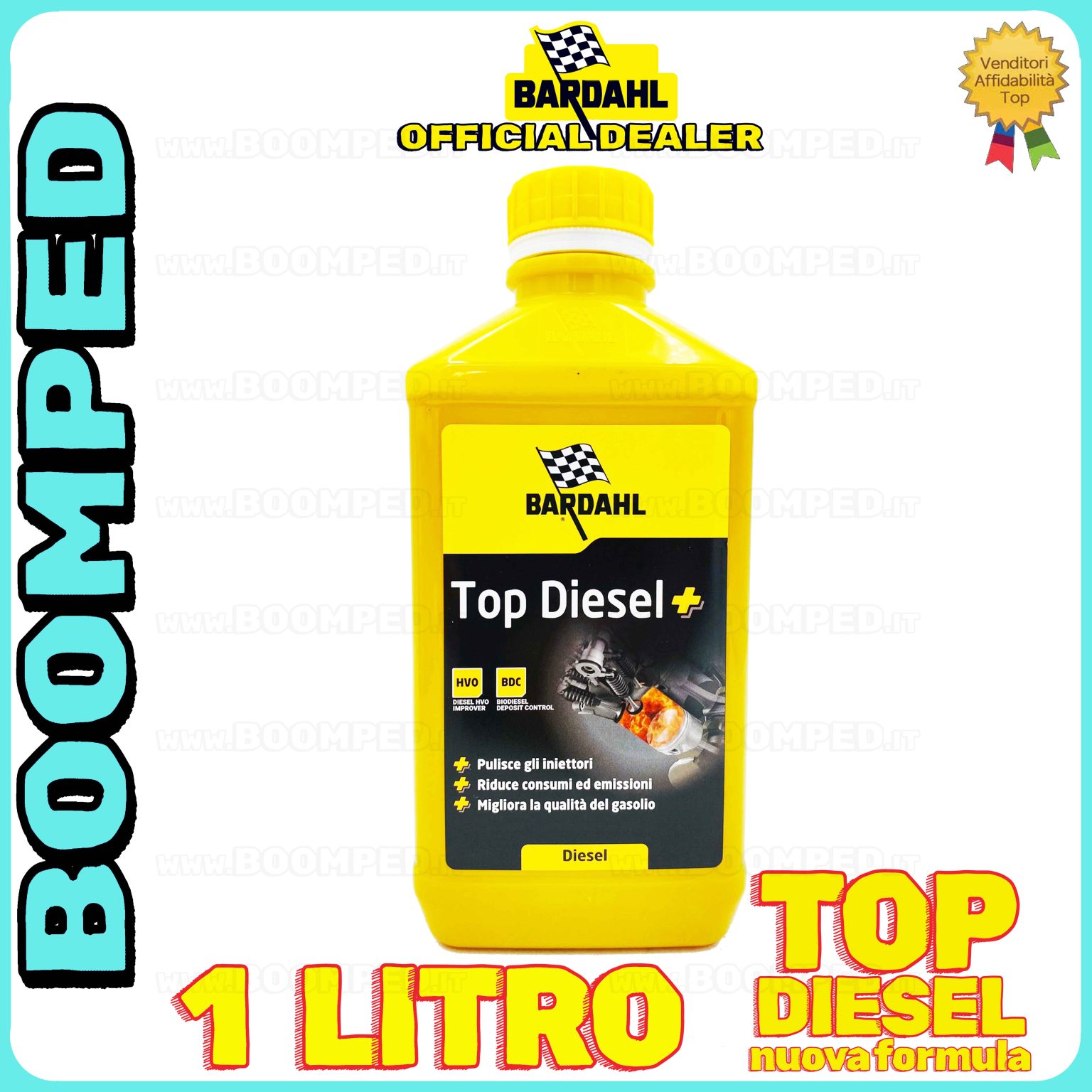 1 litro BARDAHL TOP DIESEL + ADDITIVO pulitore iniettori riduce consumi motori diesel auto BD18