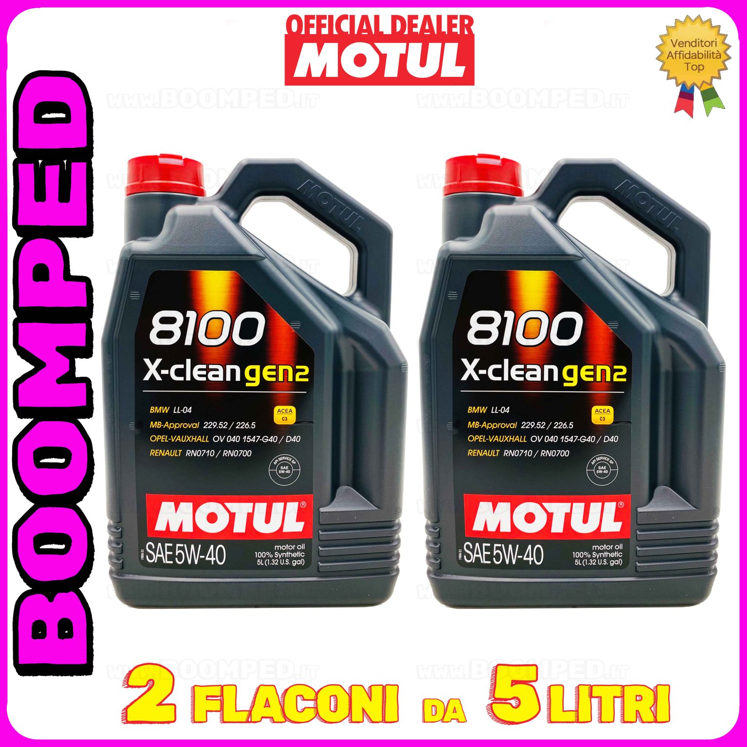 10 litri MOTUL 8100 X-clean GEN2 5W-40 OLIO MOTORE AUTO SINTETICO ACEA C3 (flacone 5 LT) 02MO30
