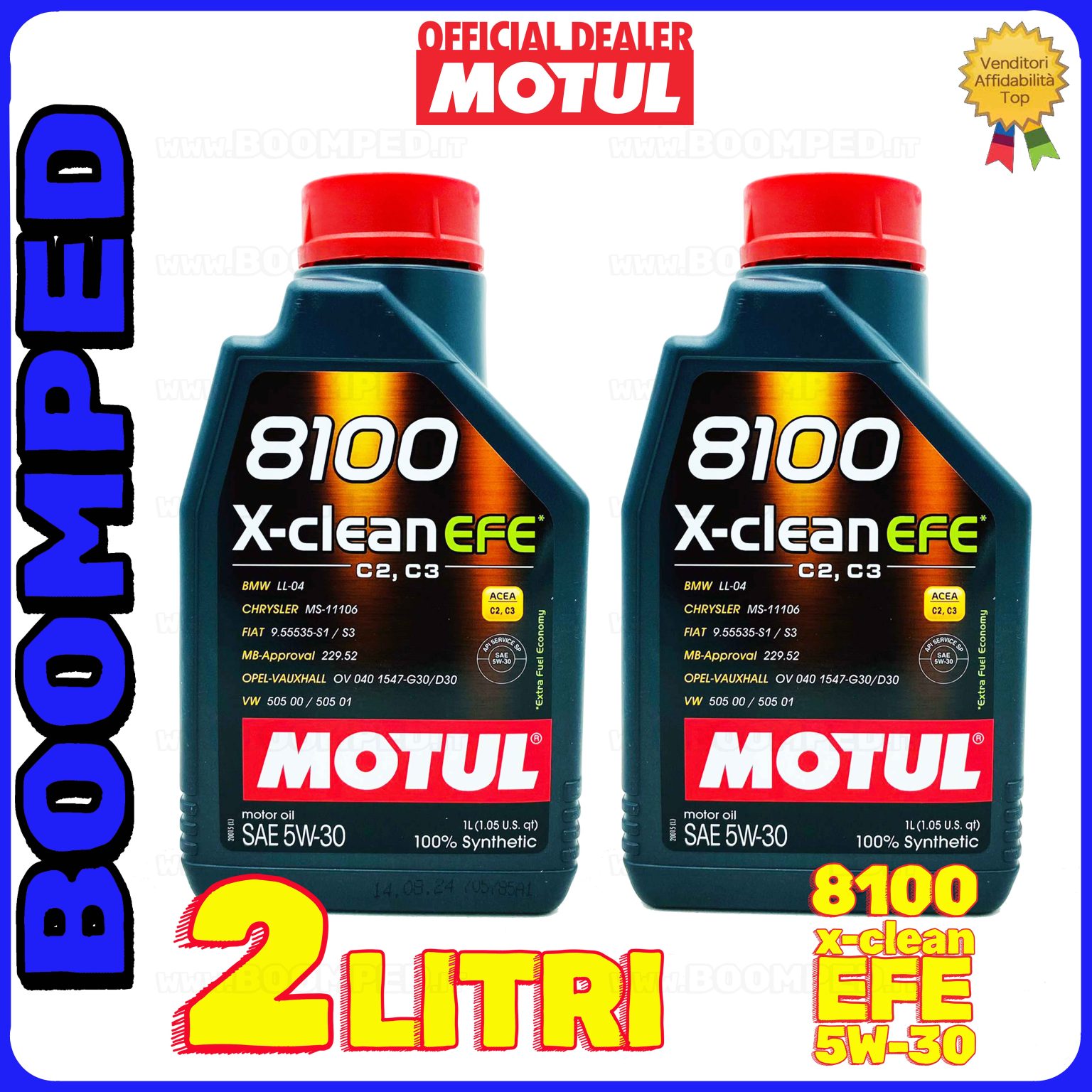 2 litri MOTUL 8100 X-clean FE 5W-30 OLIO MOTORE AUTO SINTETICO ACEA C2 C3 (flacone 1 LT) 02MO32