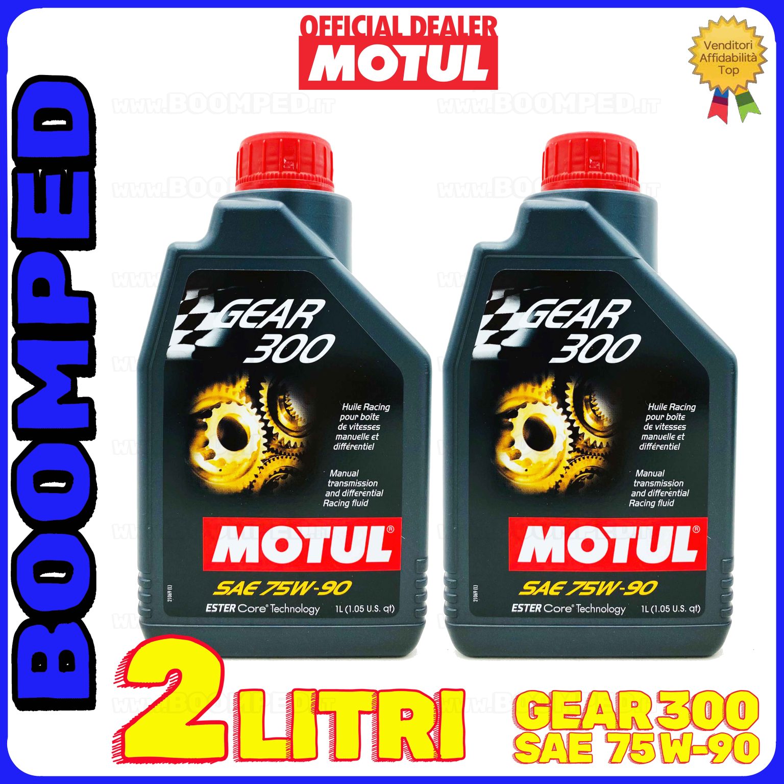 2 litri MOTUL GEAR 300 75W-90 OLIO CAMBIO DIFFERENZIALE COMPETIZIONE (flacone 1 LT) 02MO35