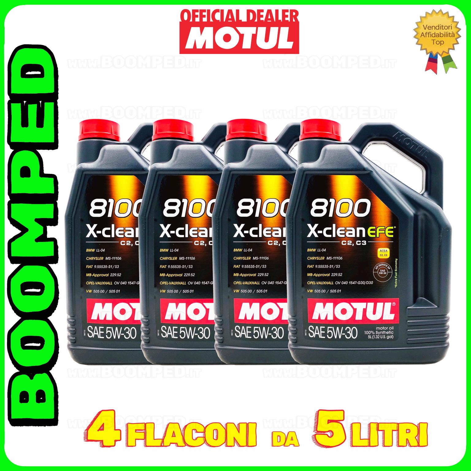 20 litri MOTUL 8100 X-clean FE 5W-30 OLIO MOTORE AUTO SINTETICO ACEA C2 C3 (flacone 5 LT) 04MO31