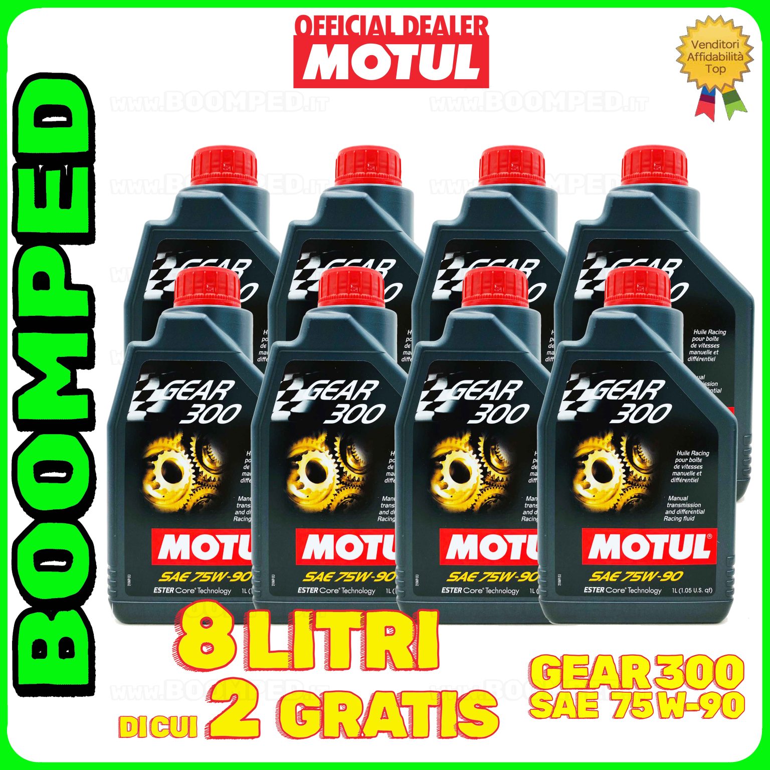 8 litri MOTUL GEAR 300 75W-90 OLIO CAMBIO DIFFERENZIALE COMPETIZIONE (flacone 1 LT) 08MO35