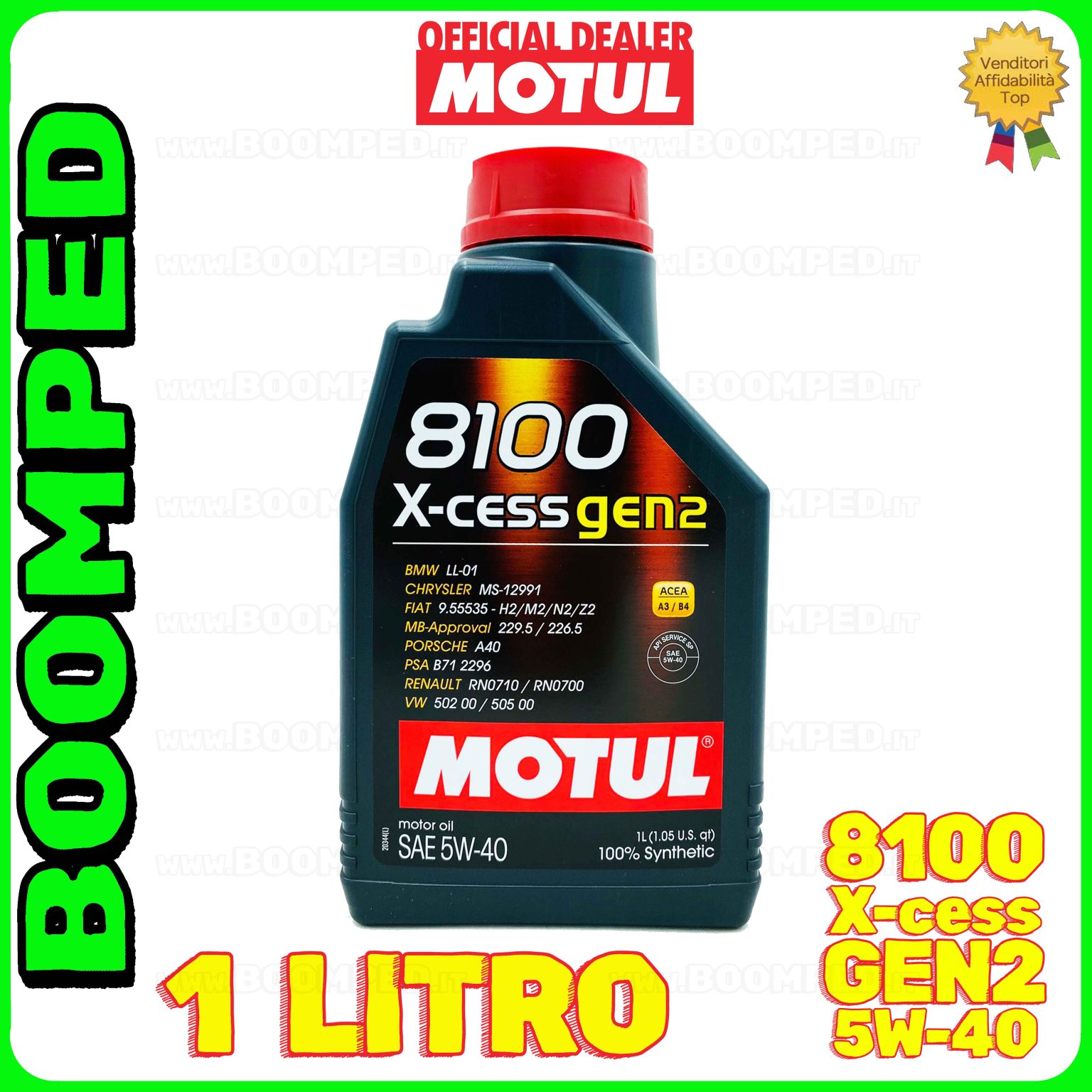 1 litro MOTUL 8100 X-cess GEN2 5W-40 OLIO MOTORE AUTO SINTETICO ACEA A3 B4 (flacone 1 LT) MO29