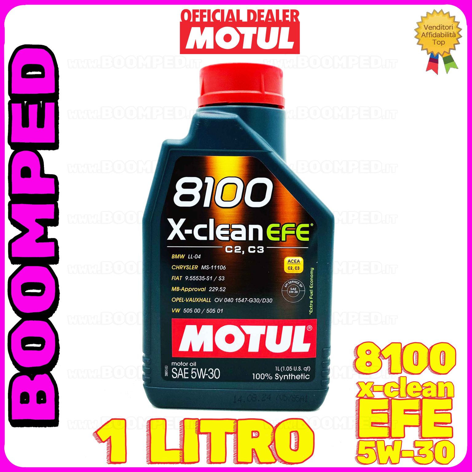 1 litro MOTUL 8100 X-clean FE 5W-30 OLIO MOTORE AUTO SINTETICO ACEA C2 C3 (flacone 1 LT) MO32