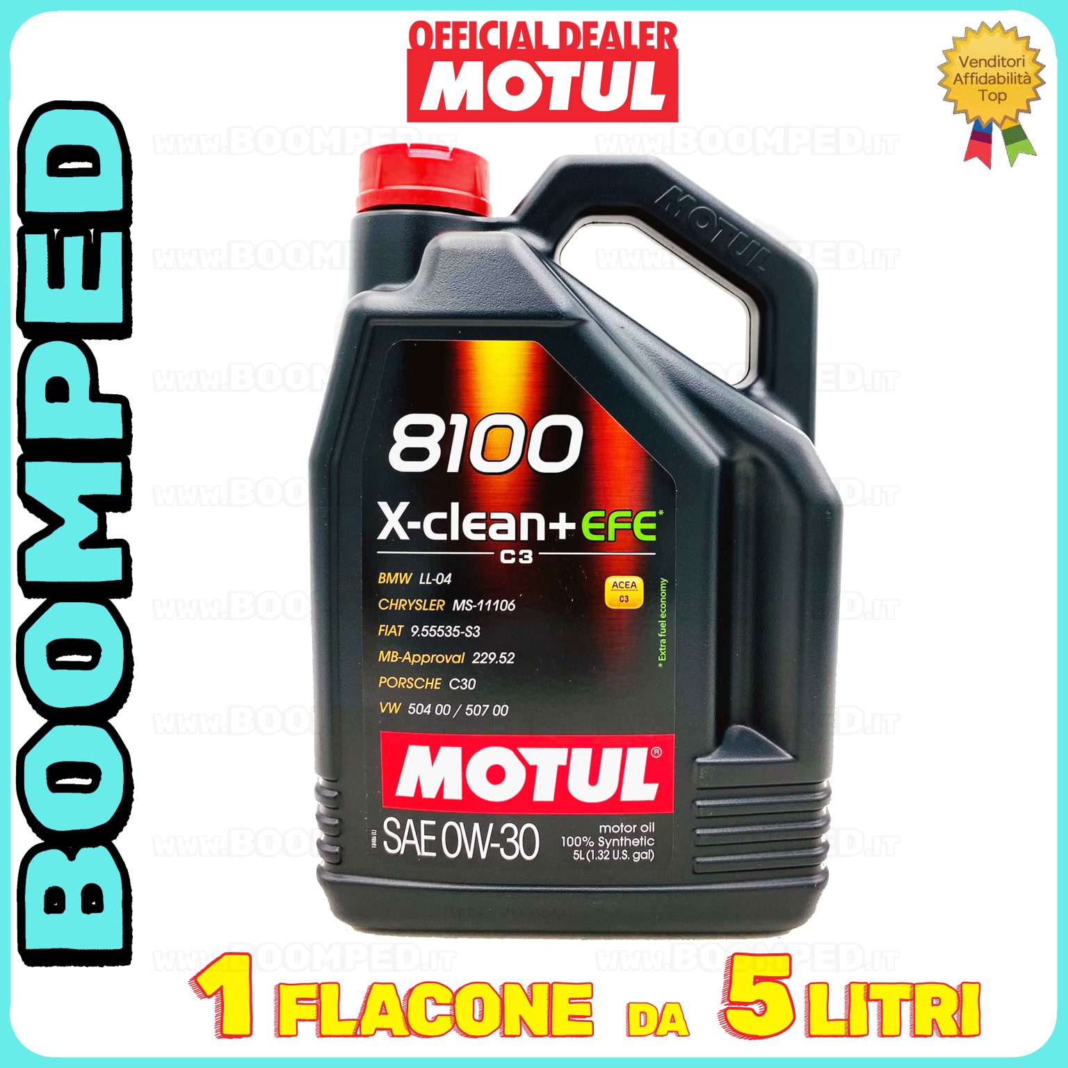 5 litri MOTUL 8100 X-CLEAN+ EFE 0W-30 OLIO MOTORE AUTO SINTETICO ACEA C3 (flacone 5 LT) MO33