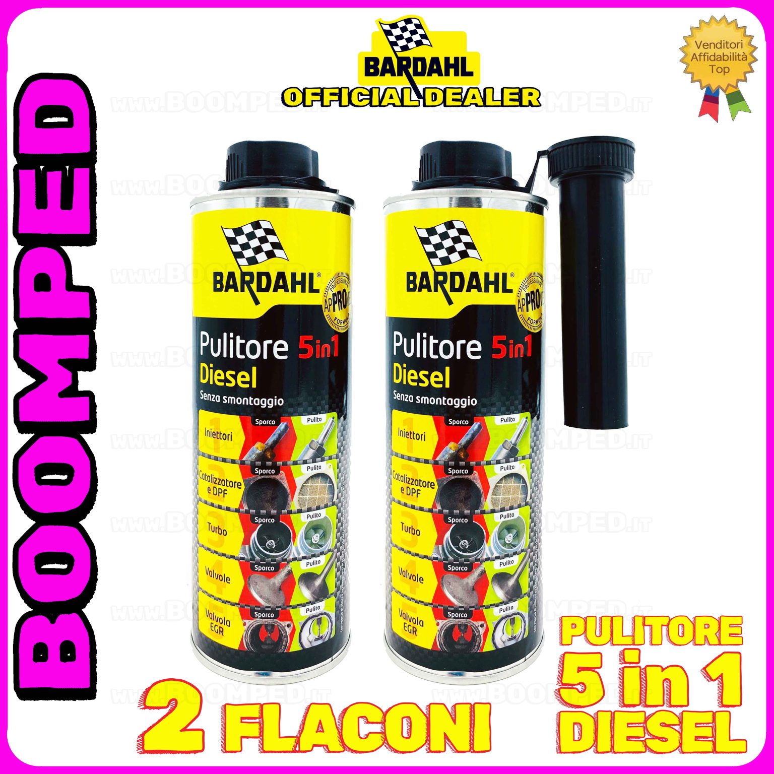 2 flaconi 500ml BARDAHL PULITORE 5 IN 1 DIESEL additivo multifunzionale auto diesel 02BD33