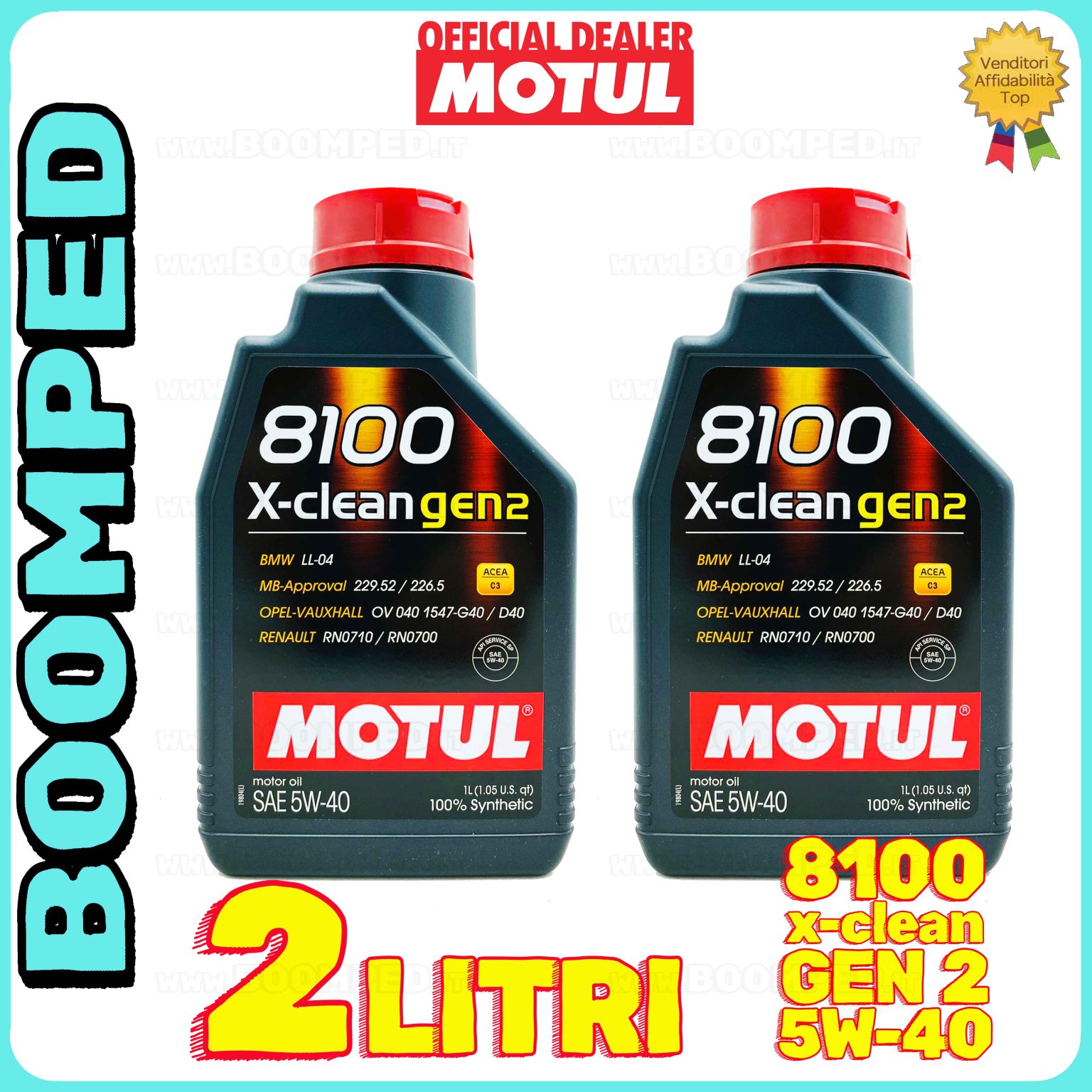 2 litri MOTUL 8100 X-clean GEN2 5W-40 olio motore auto sintetico ACEA C3 02MO43
