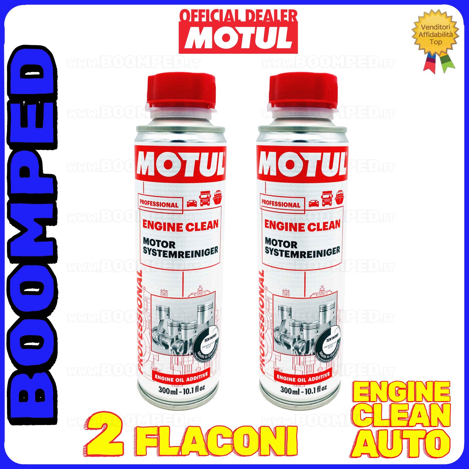 2 flaconi 300ml MOTUL ENGINE CLEAN AUTO detergente motore auto diesel benzina 02MO46
