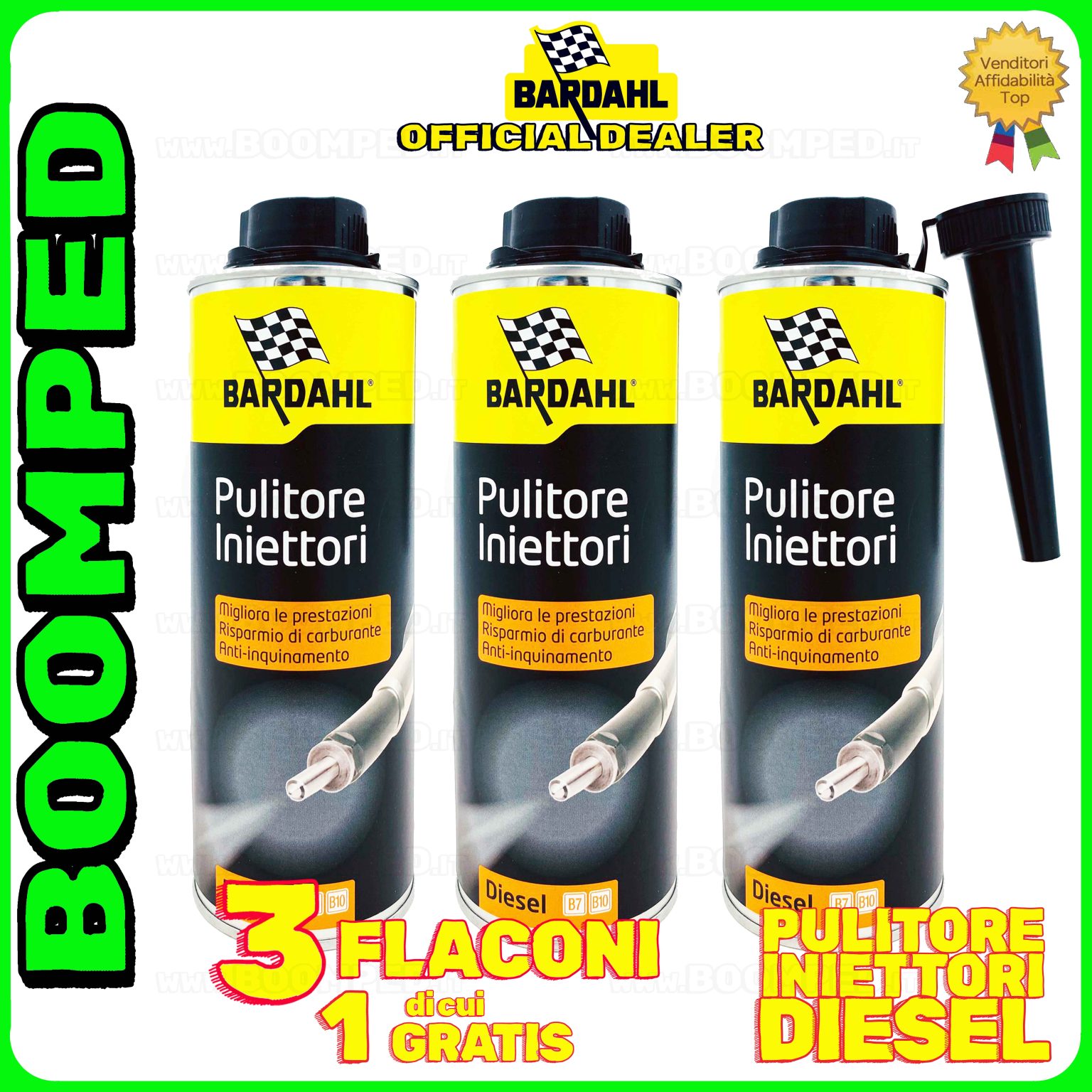 3 flaconi 500ml BARDAHL PULITORE INIETTORI trattamento pulizia auto diesel 03BD34