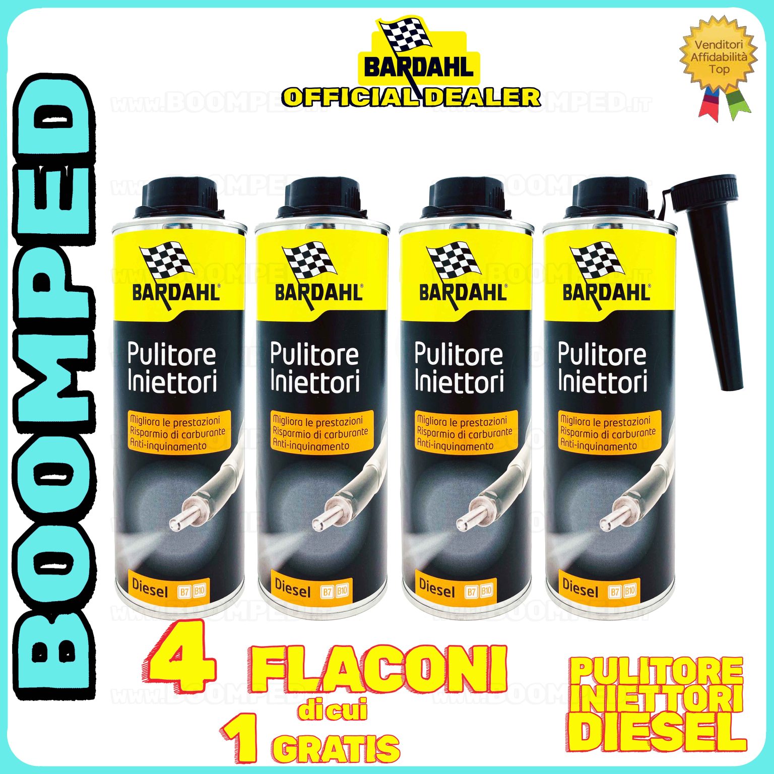 4 flaconi 500ml BARDAHL PULITORE INIETTORI trattamento pulizia auto diesel 04BD34