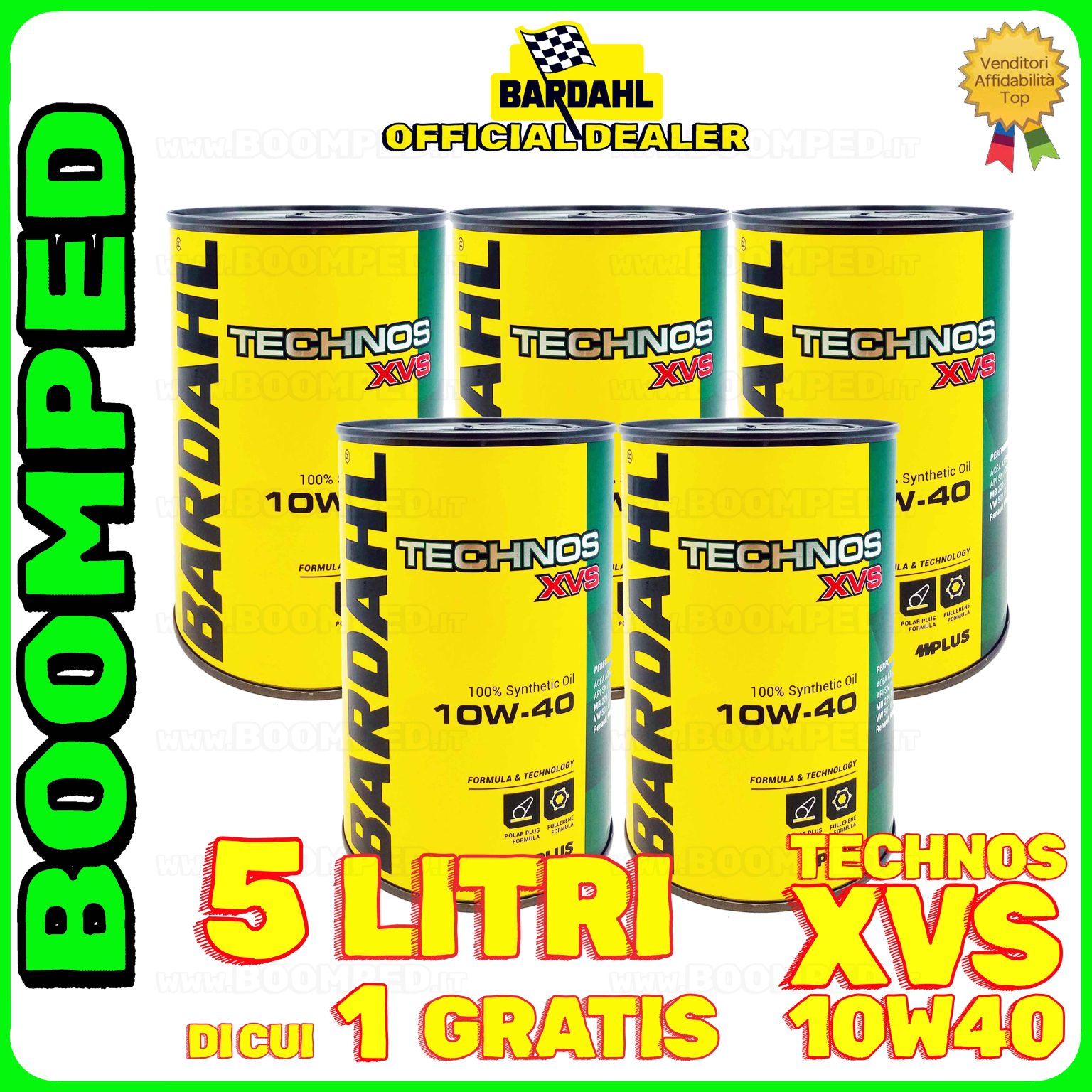 5 litri BARDAHL TECHNOS XVS 10W-40 olio motore auto sintetico ACEA A3/B4 API SN/CF 05BD30