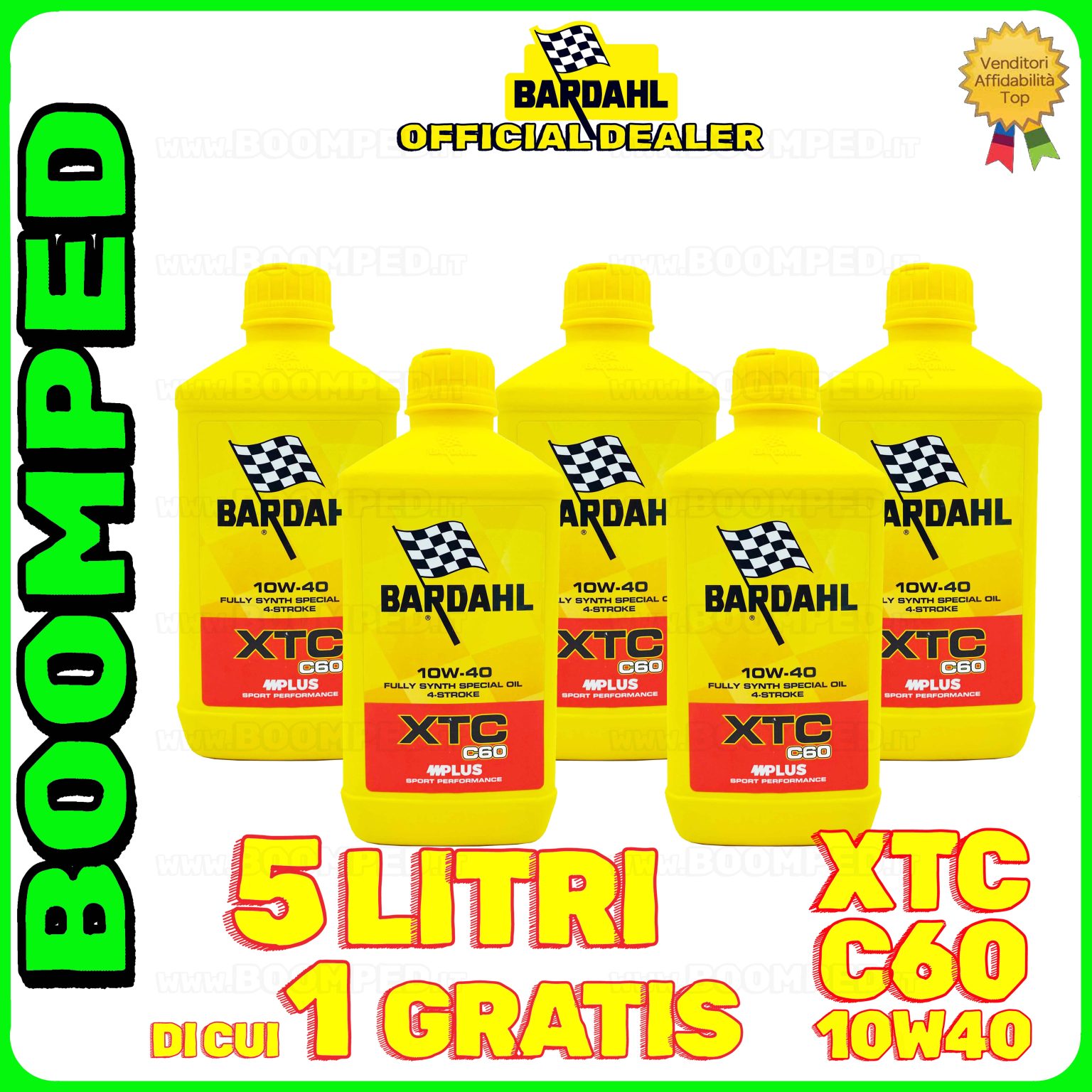 5 litri BARDAHL XTC C60 10W-40 olio motore moto sintetico API SN / JASO MA-MA2 05BD36