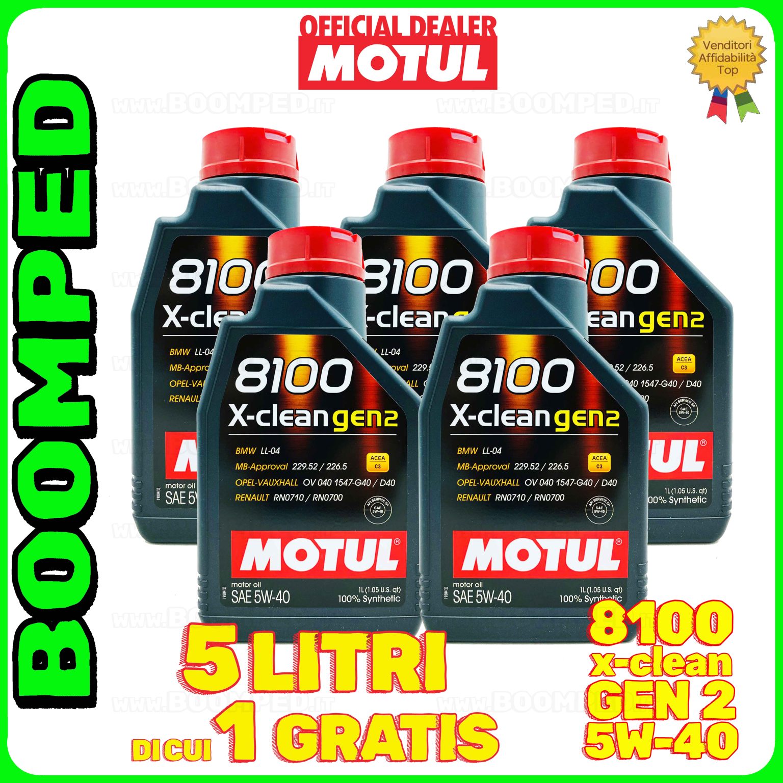 5 litri MOTUL 8100 X-clean GEN2 5W-40 olio motore auto sintetico ACEA C3 05MO43