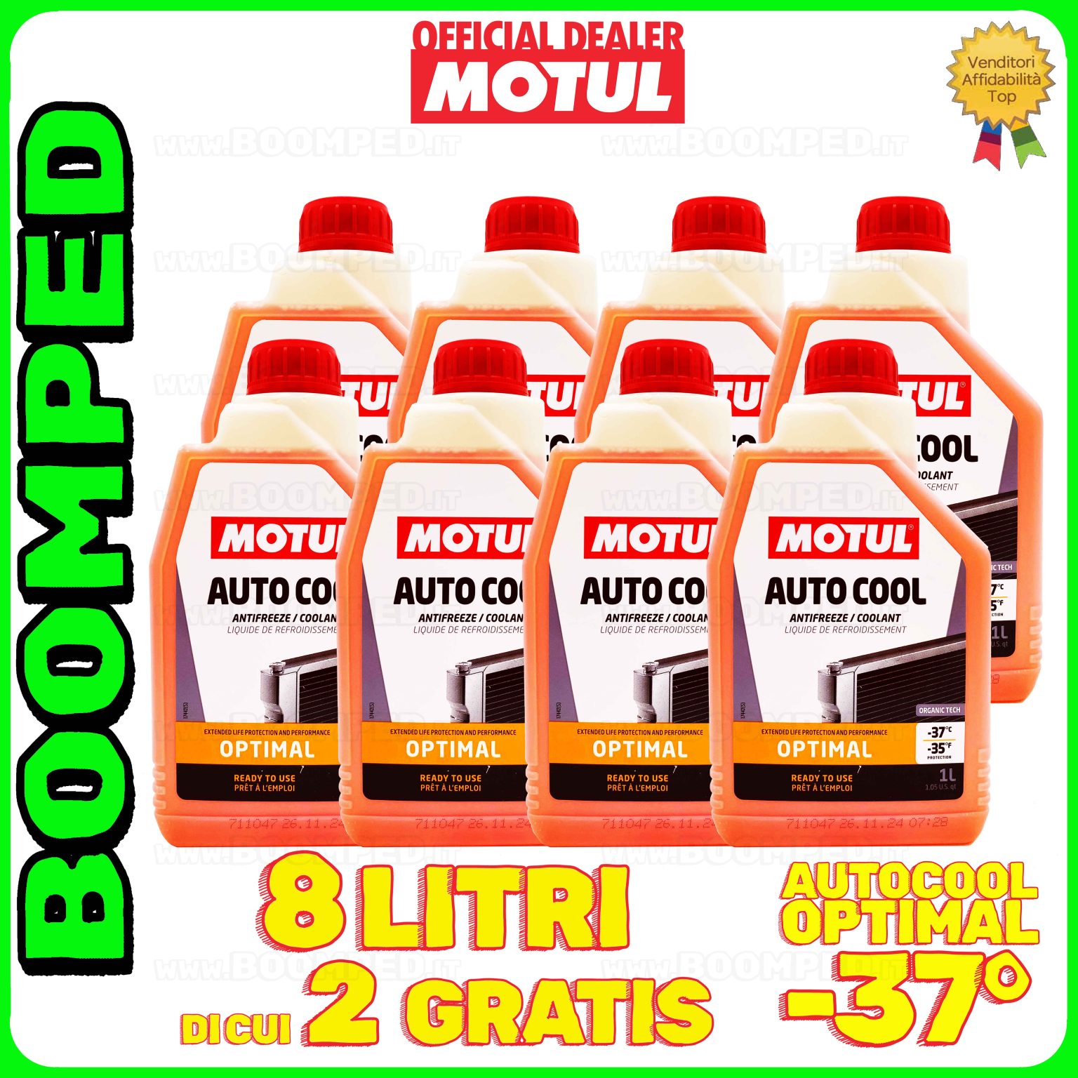 8 litri MOTUL AUTO COOL OPTIMAL -37°C liquido refrigreante radiatore 08FL03