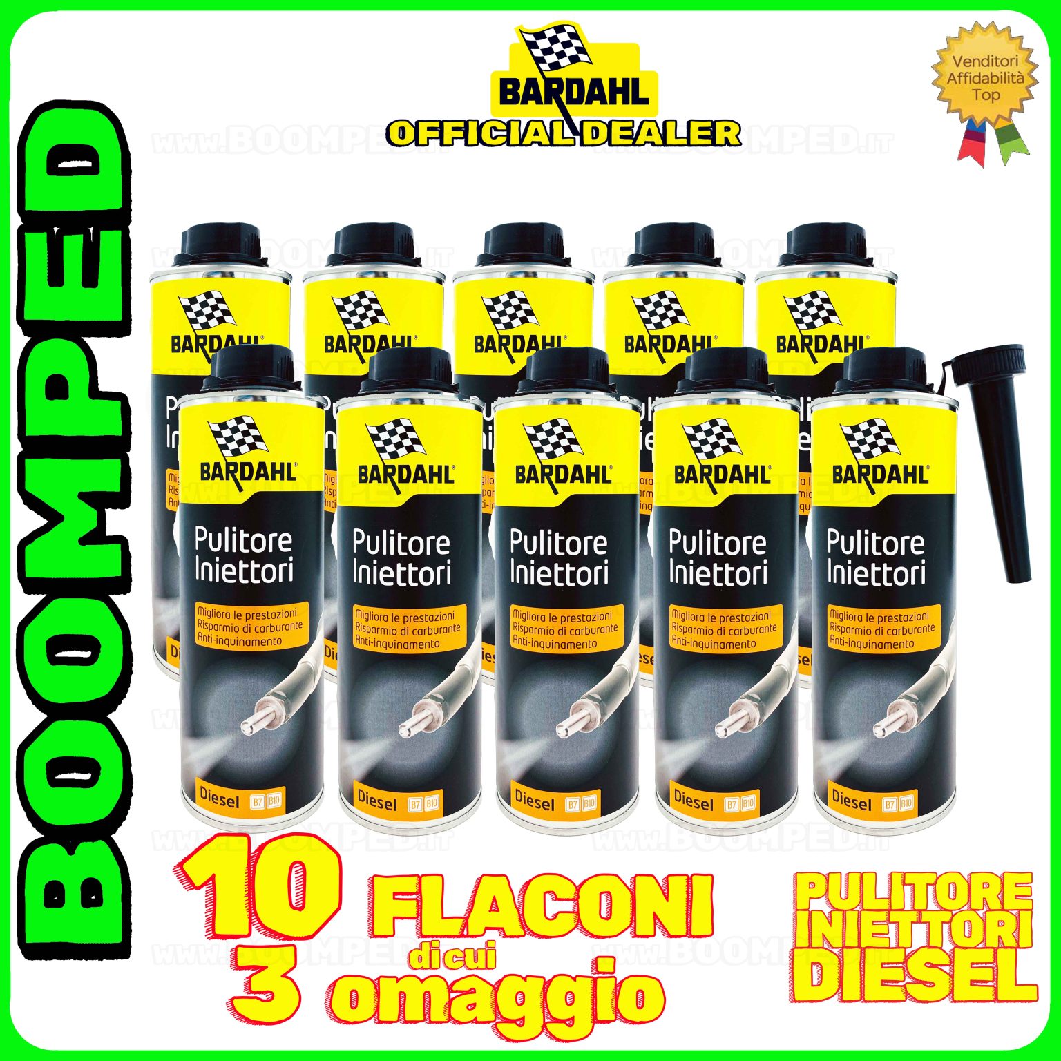 10 flaconi 500ml BARDAHL PULITORE INIETTORI trattamento pulizia auto diesel 10BD34