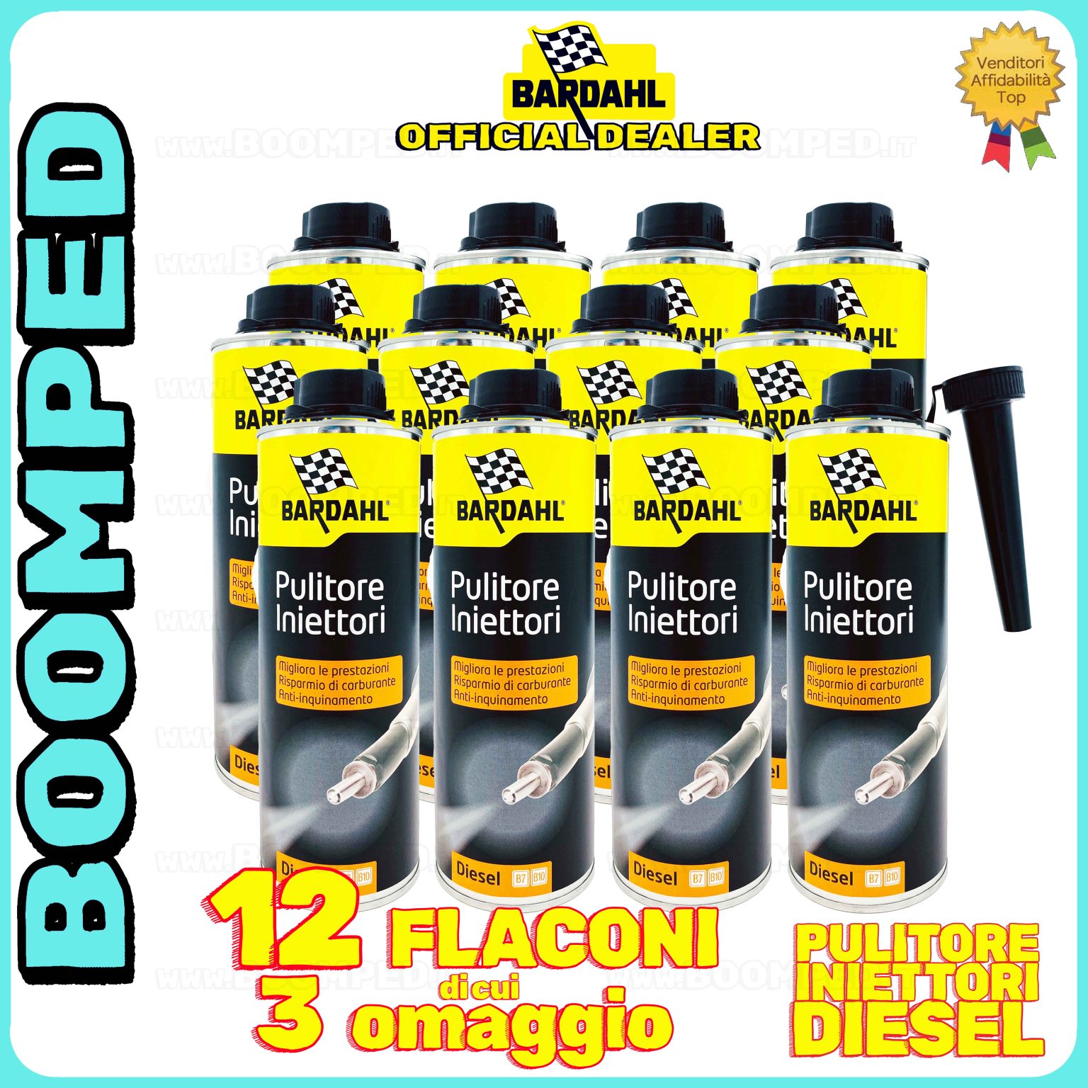 12 flaconi 500ml BARDAHL PULITORE INIETTORI trattamento pulizia auto diesel 12BD34