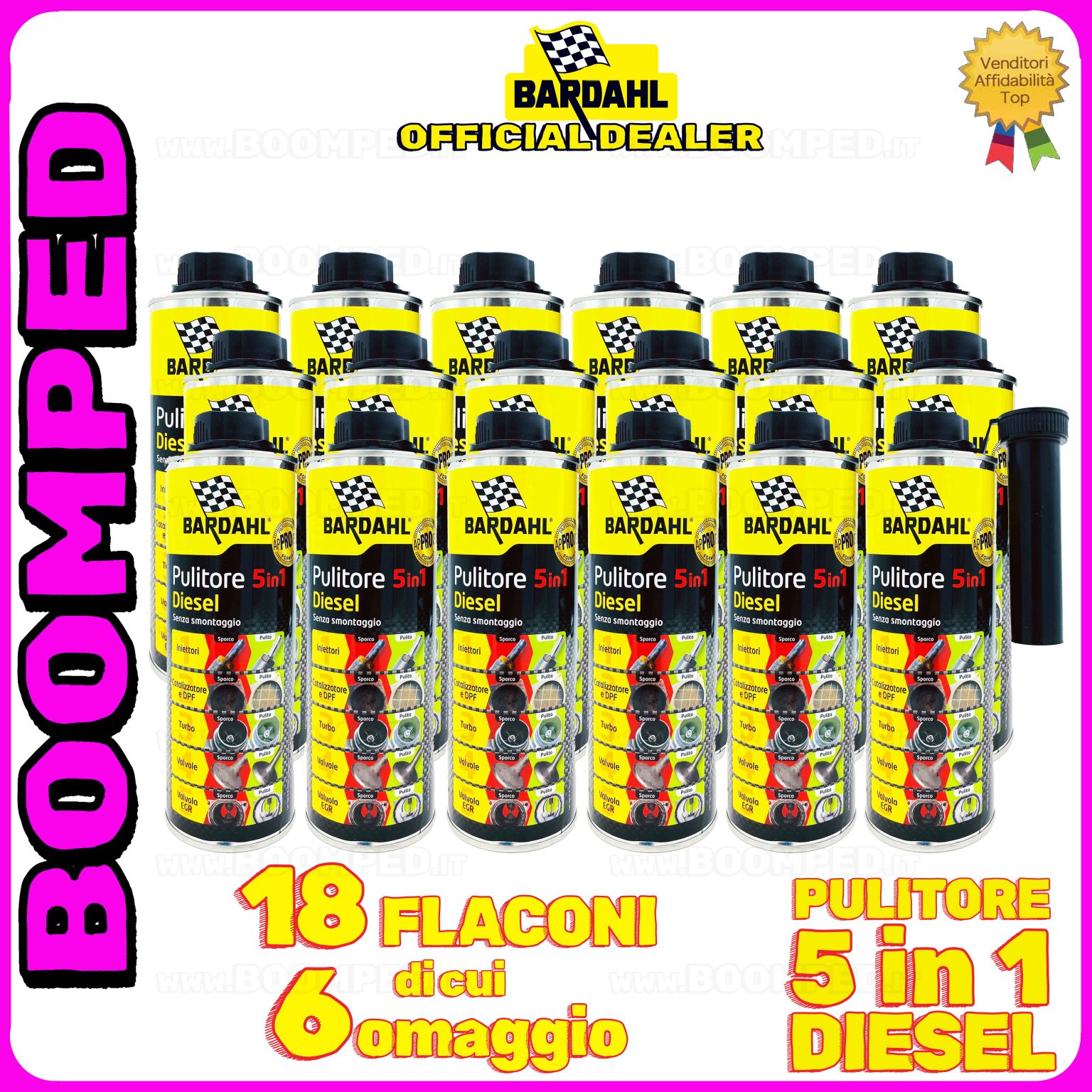 18 flaconi 500ml BARDAHL PULITORE 5 IN 1 DIESEL additivo multifunzionale auto diesel 18BD33