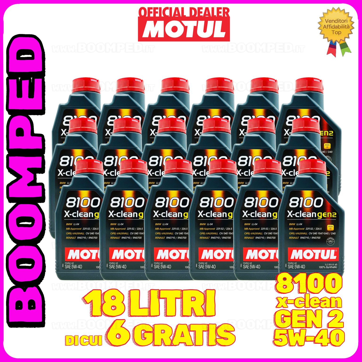 18 litri MOTUL 8100 X-clean GEN2 5W-40 olio motore auto sintetico ACEA C3 18MO43