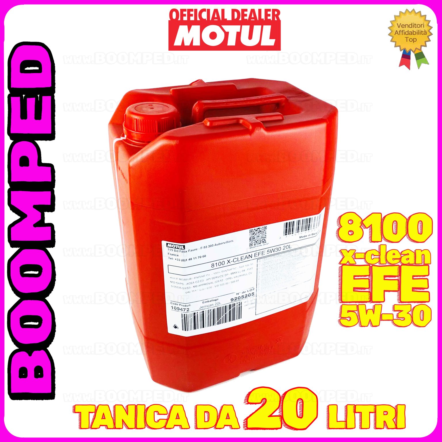 20 litri MOTUL 8100 X-clean FE 5W-30 olio motore auto sintetico ACEA C2 C3 (tanica 20 LT) MO45