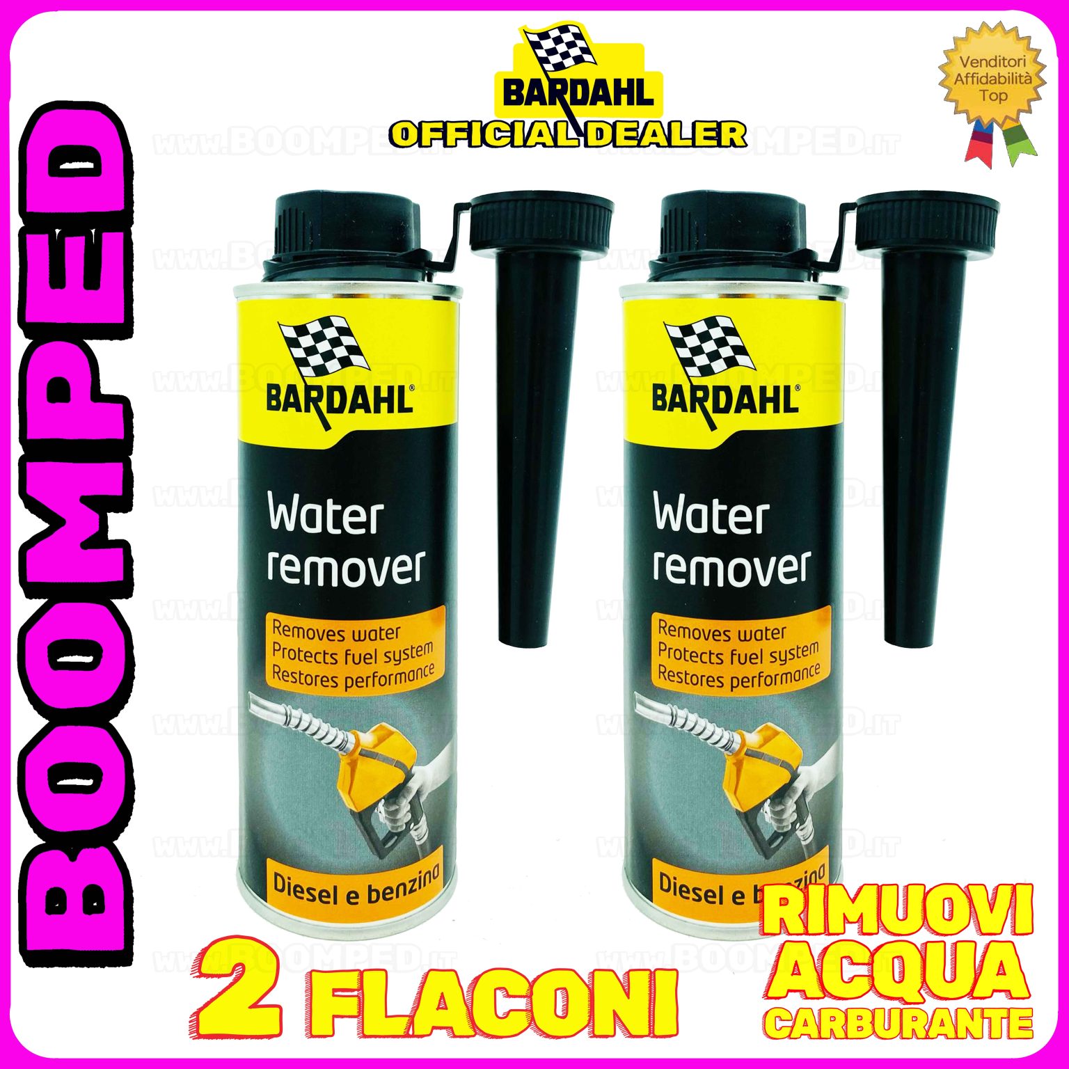 2 flaconi 300ml BARDAHL FUEL WATER REMOVER elimina acqua carburante auto benzina diesel 02BD39