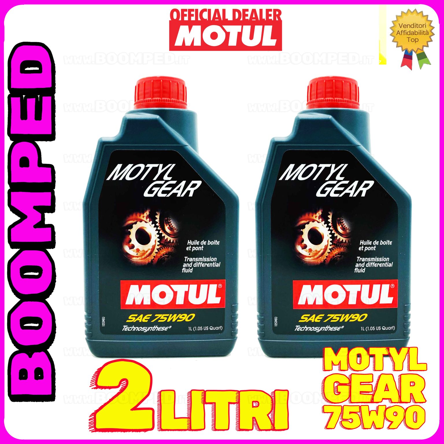 2 litri MOTUL MOTYLGEAR 75W-90 olio lubrificante trasmissioni differenziali GL-4 GL-5 MIL-L 2105 D 02MO55