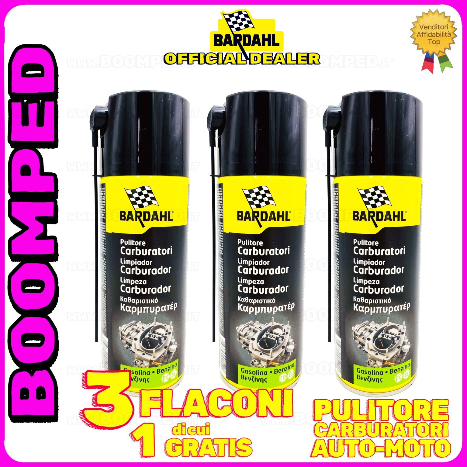 3 confezioni spray BARDAHL FUEL SYSTEM CLEANER pulizia carburatori iniettori auto moto 03BD40