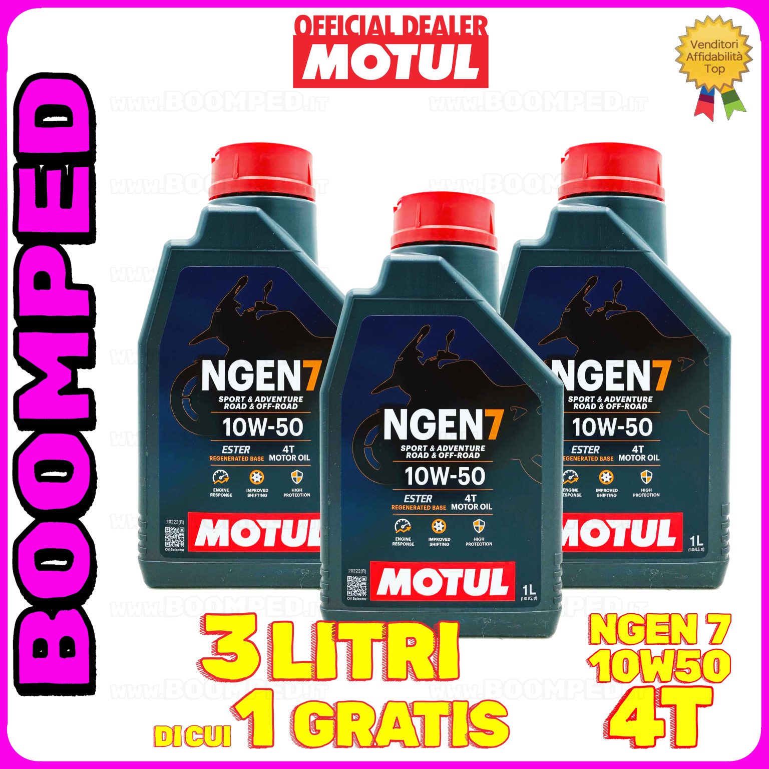 3 litri MOTUL NGEN 7 10W-50 4T olio motore moto ecologico API SP / JASO MA2 (2023) 03MO48