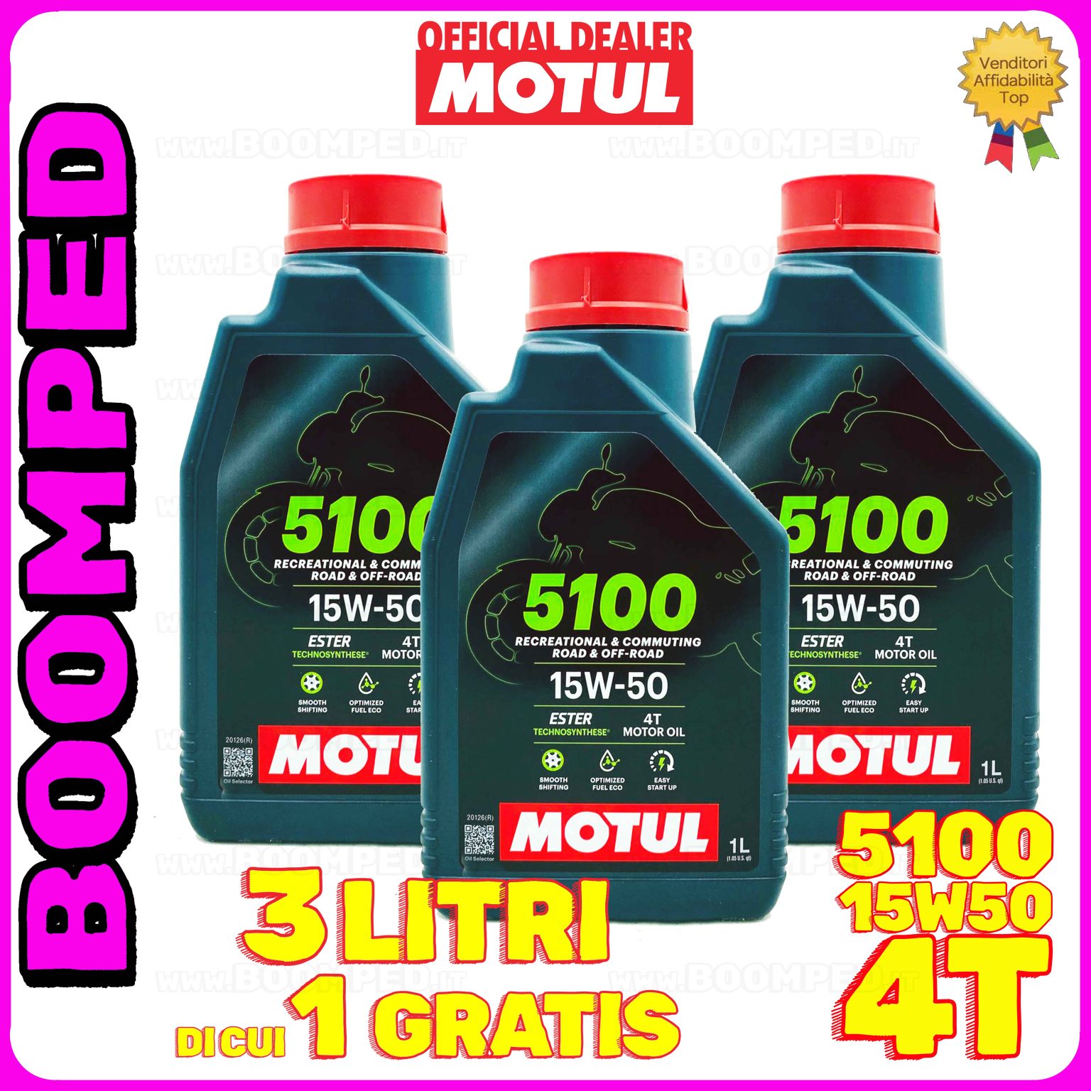 3 litri MOTUL 5100 15W-50 4T olio motore moto scooter 4T API SP JASO MA2 03MO52