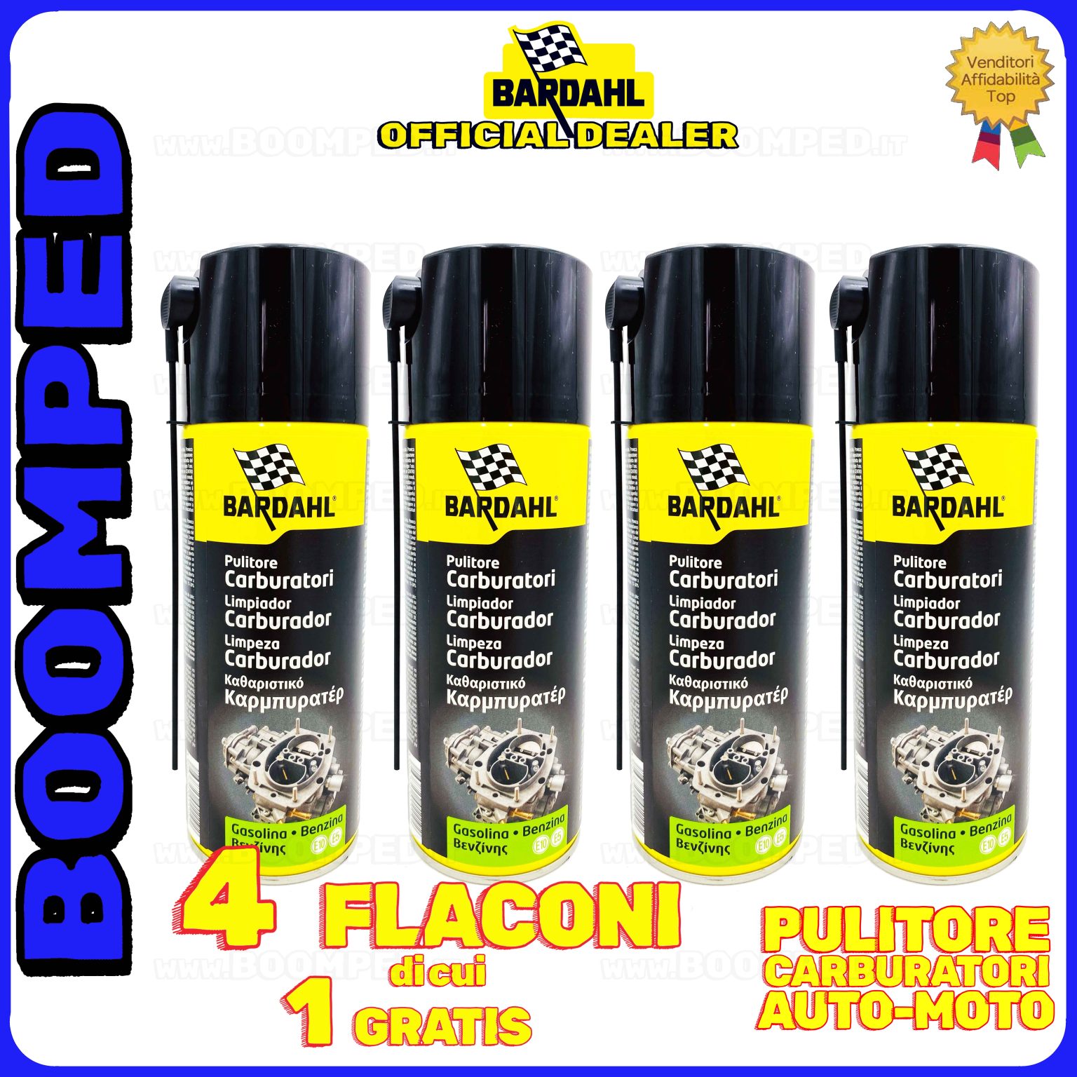 4 confezioni spray BARDAHL FUEL SYSTEM CLEANER pulizia carburatori iniettori auto moto 04BD40