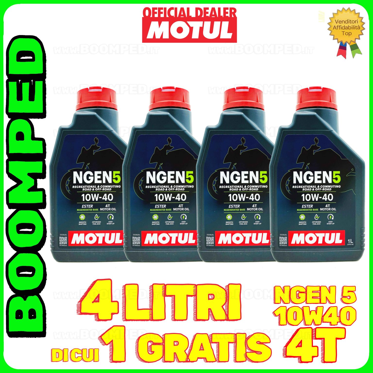 4 litri MOTUL NGEN 5 10W-40 4T olio motore moto ecologico API SP / JASO MA2 (2023) 04MO49
