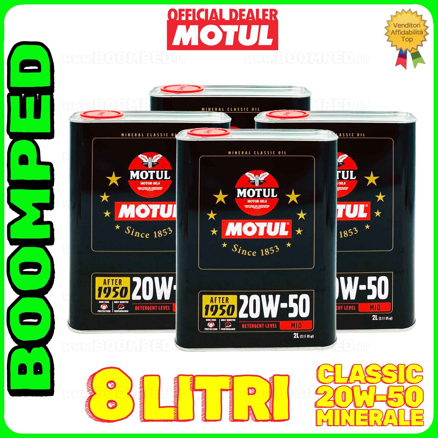 8 litri MOTUL CLASSIC 20W-50 olio motore minerale auto moto epoca API SF/CC 04MO51