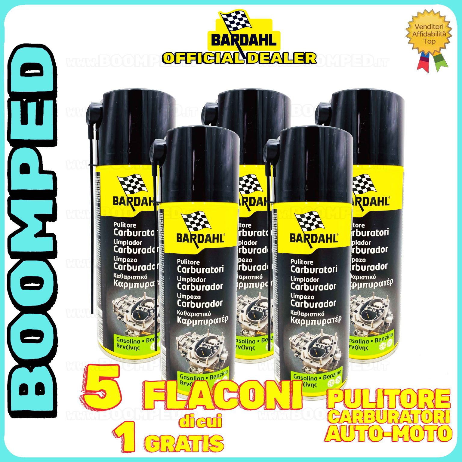 5 confezioni spray BARDAHL FUEL SYSTEM CLEANER pulizia carburatori iniettori auto moto 05BD40