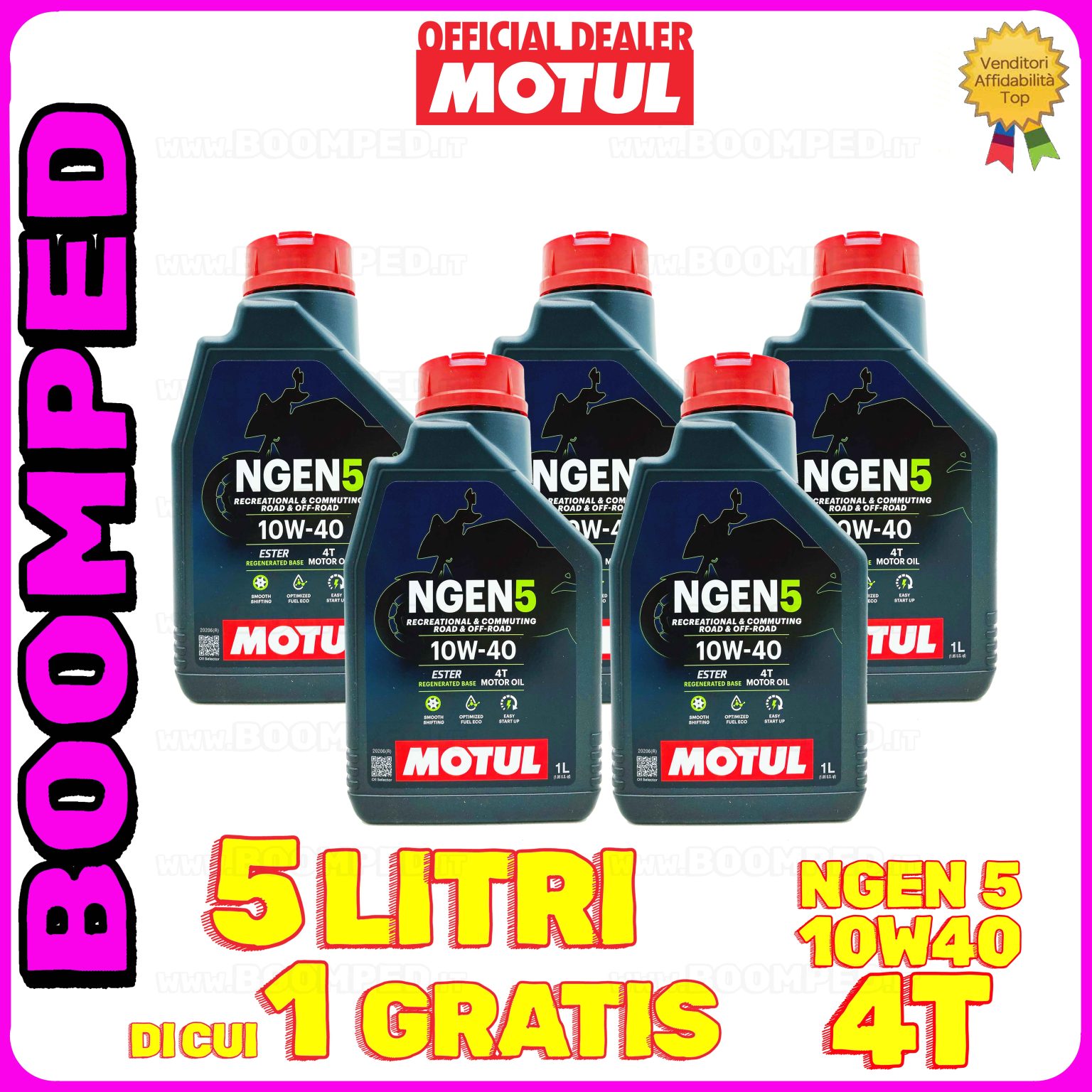 5 litri MOTUL NGEN 5 10W-40 4T olio motore moto ecologico API SP / JASO MA2 (2023) 05MO49