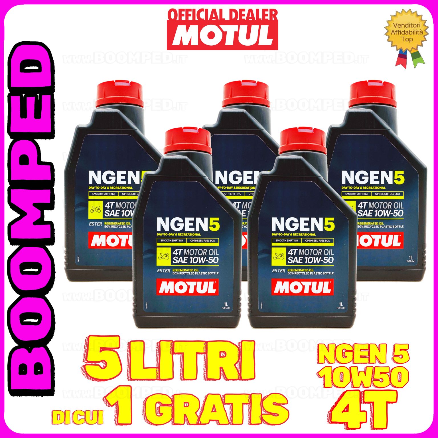 5 litri MOTUL NGEN 5 10W-50 4T olio motore moto ecologico API SP / JASO MA2 (2023) 05MO50