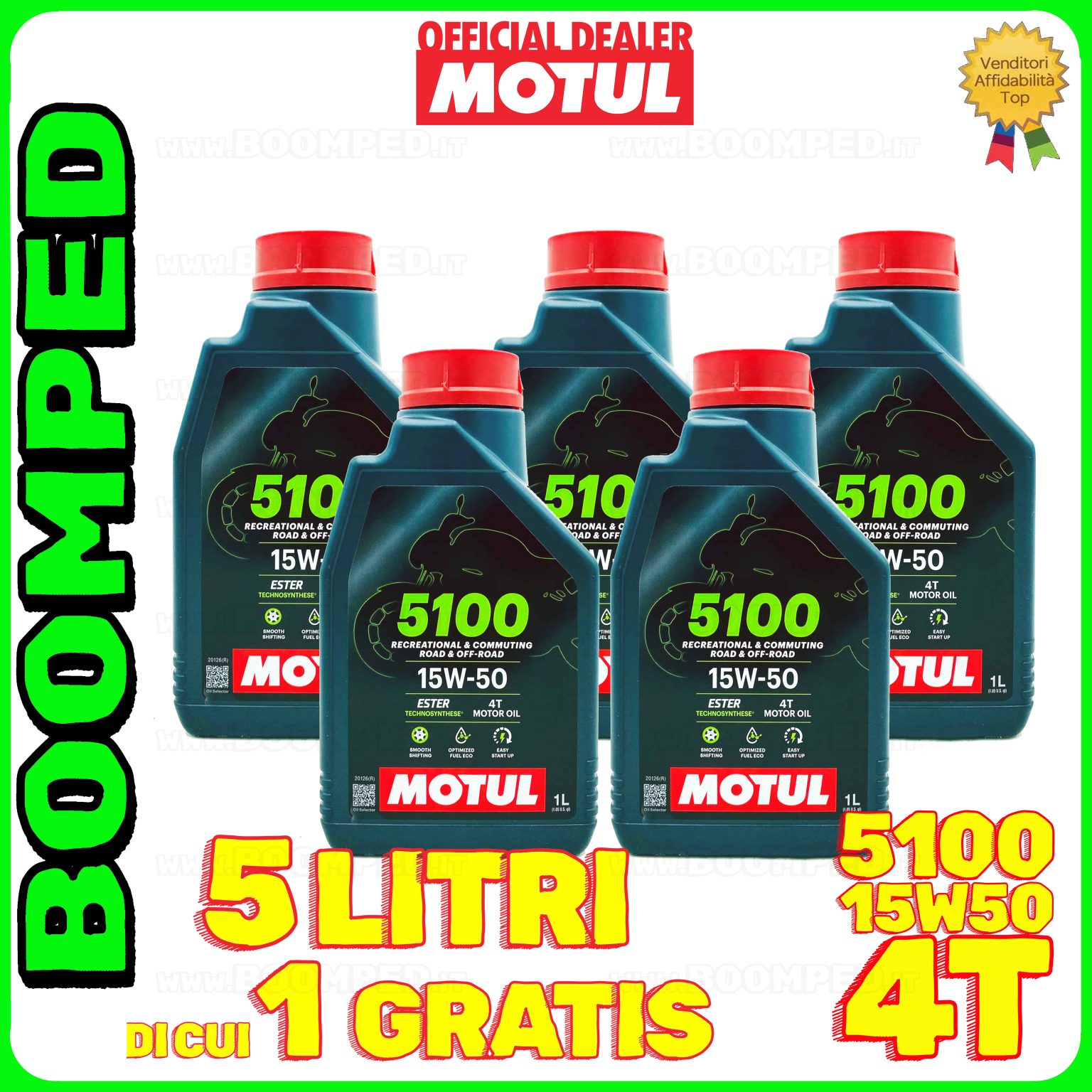 5 litri MOTUL 5100 15W-50 4T olio motore moto scooter 4T API SP JASO MA2 05MO52