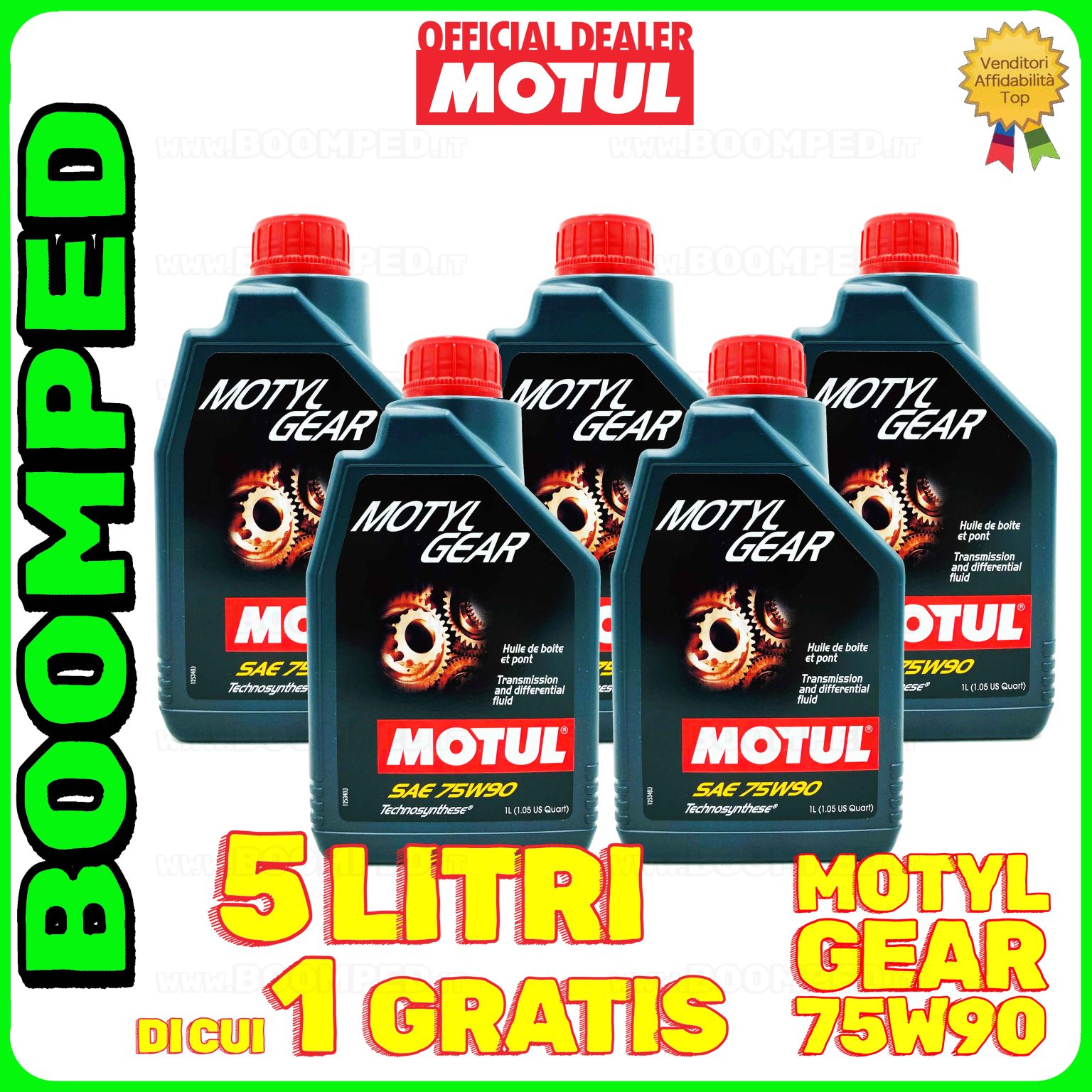 5 litri MOTUL MOTYLGEAR 75W-90 olio lubrificante trasmissioni differenziali GL-4 GL-5 MIL-L 2105 D 05MO55
