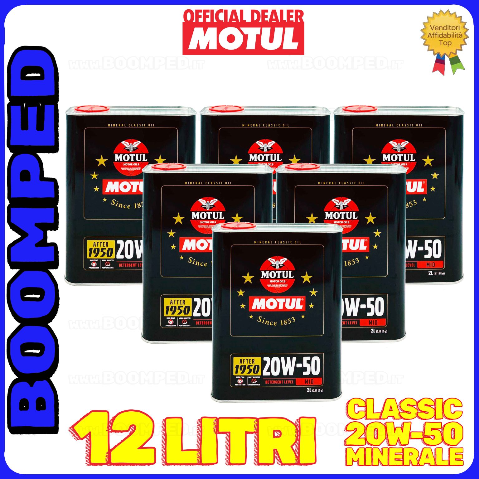 12 litri MOTUL CLASSIC 20W-50 olio motore minerale auto moto epoca API SF/CC 06MO51