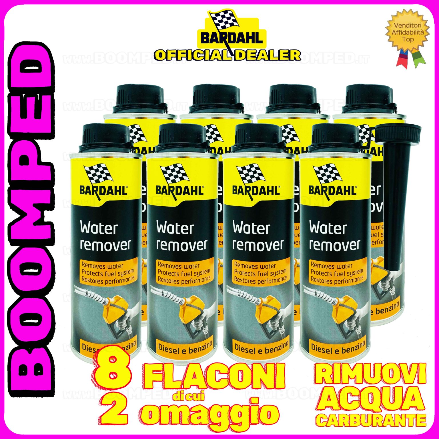 8 flaconi 300ml BARDAHL FUEL WATER REMOVER elimina acqua carburante auto benzina diesel 08BD39