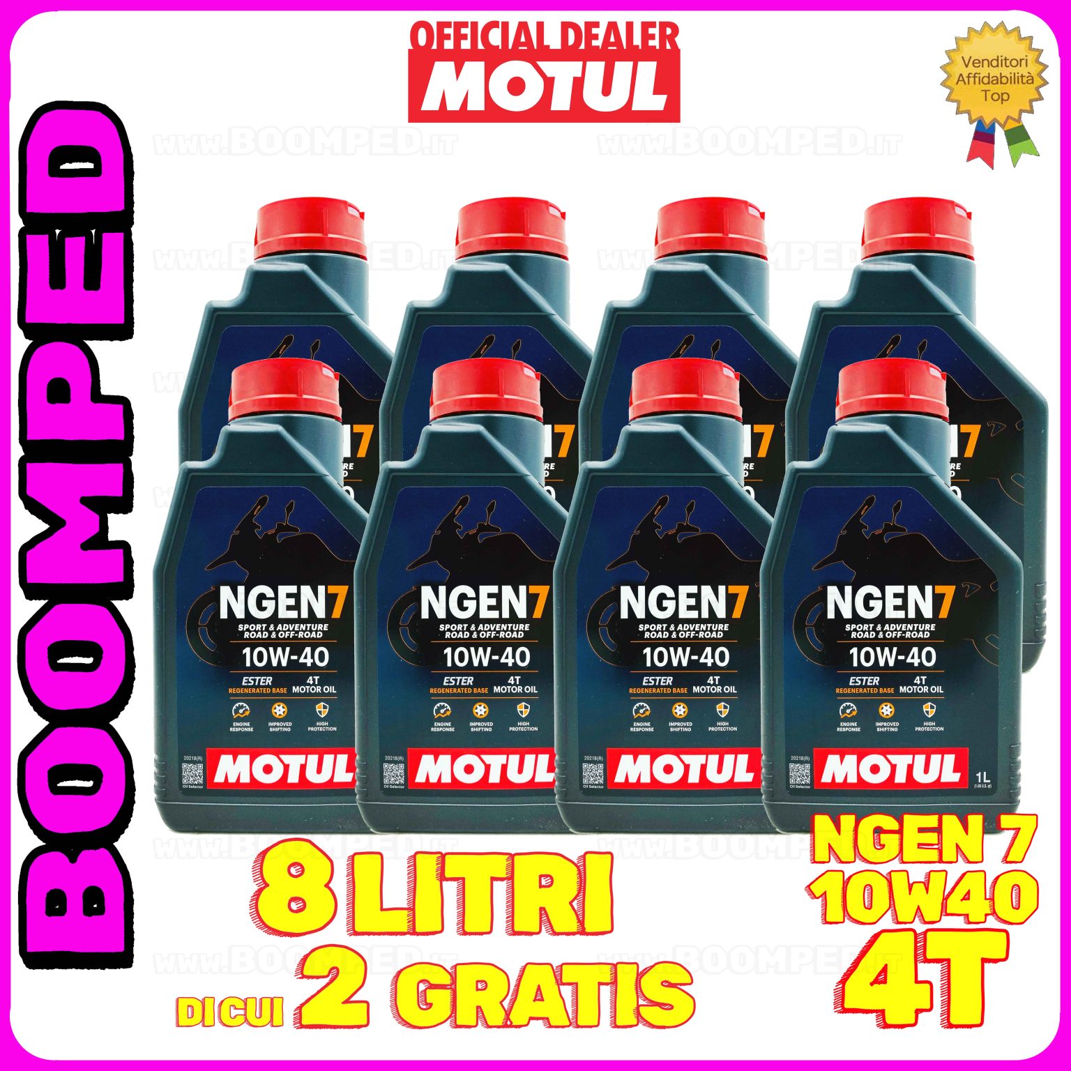 8 litri MOTUL NGEN 7 10W-40 4T olio motore moto ecologico API SP / JASO MA2 (2023) 08MO47